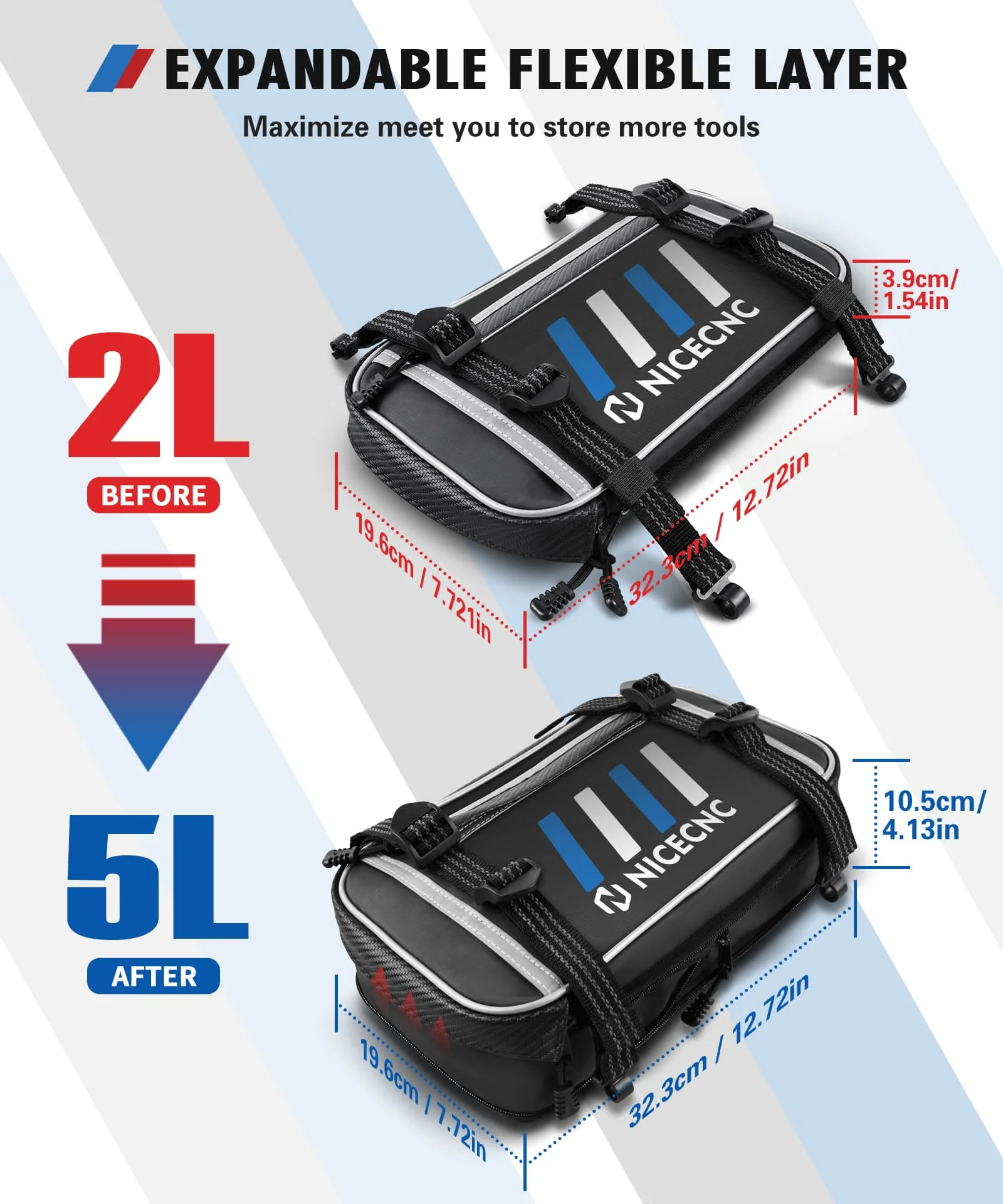 Universal Motorcycle Front Fender Bag with Tool Roll For Dirt Bike - Image 6