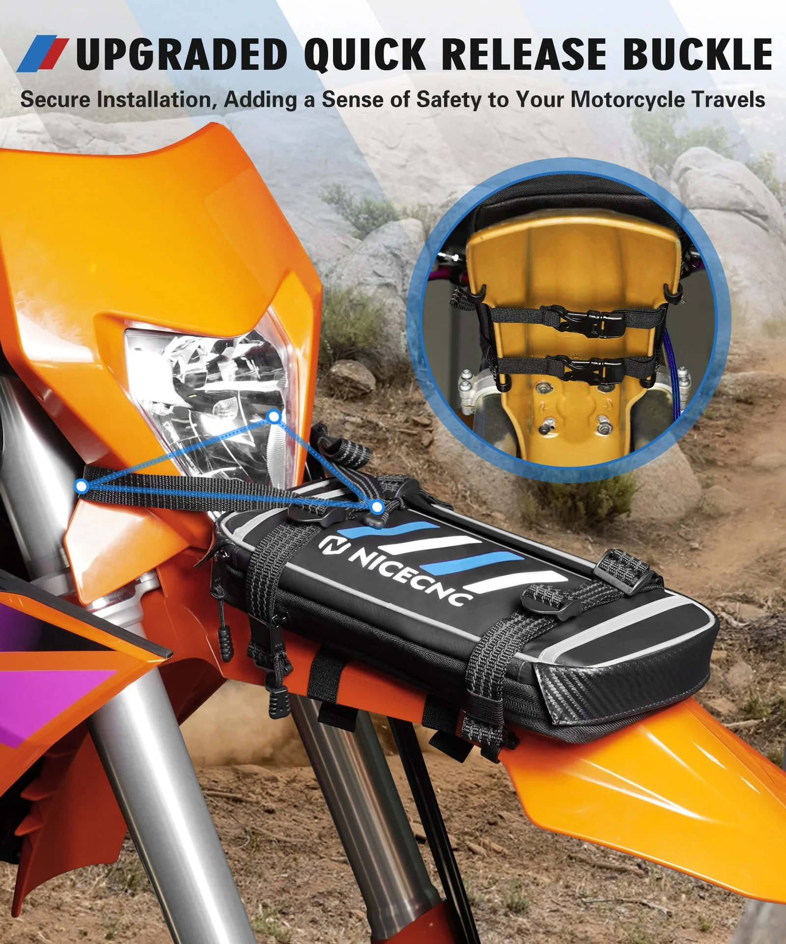 Universal Motorcycle Front Fender Bag with Tool Roll For Dirt Bike - Image 7