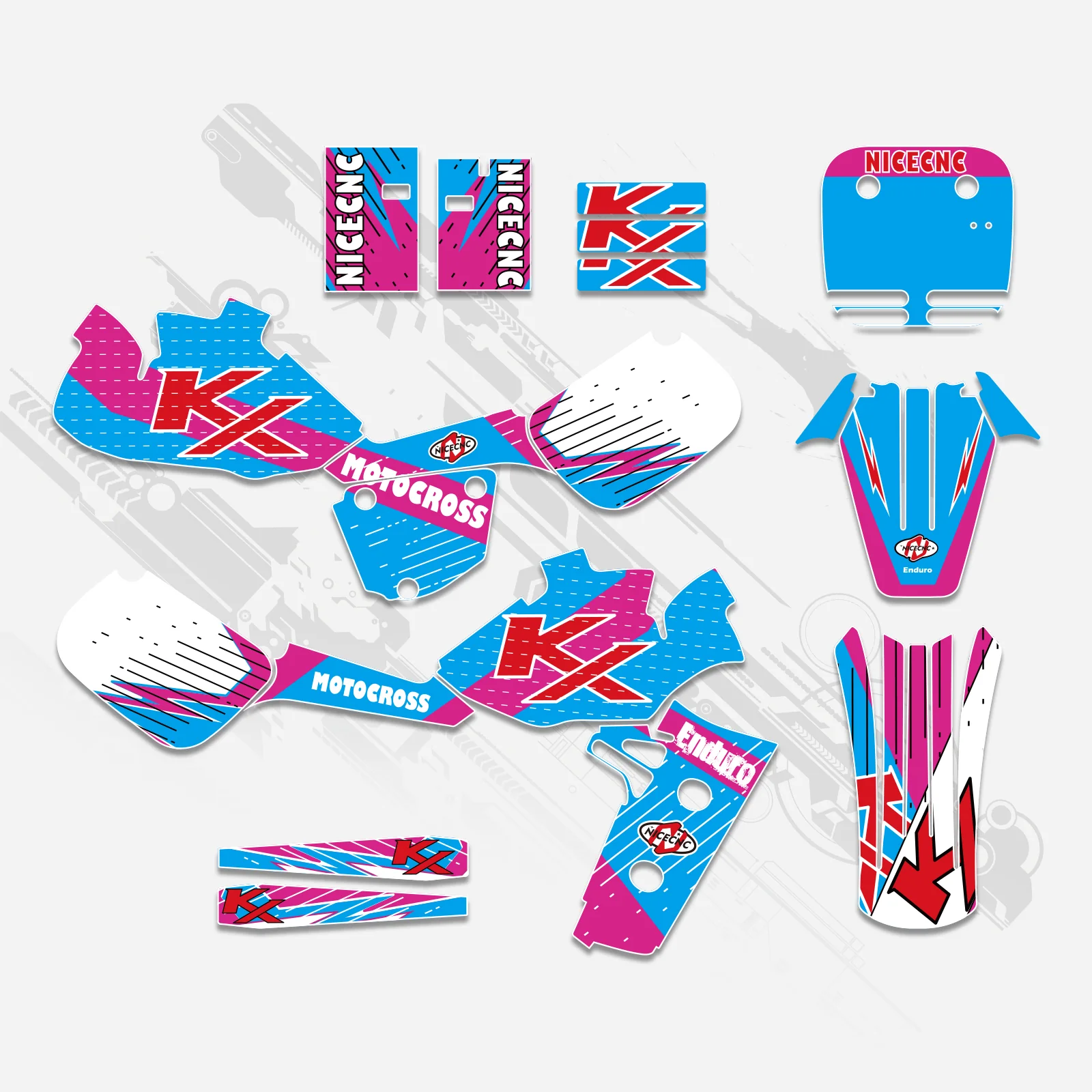 Motorcycle Full Graphics Decals Stickers Kit For KAWASAKI KX60 1985-2004 - Image 6