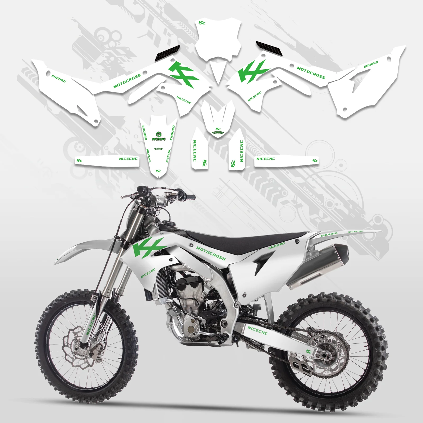 Motorcycle Full Graphics Decals Stickers Kit For Kawasaki KXF250 21-23 KX450F 19-23 - Image 2