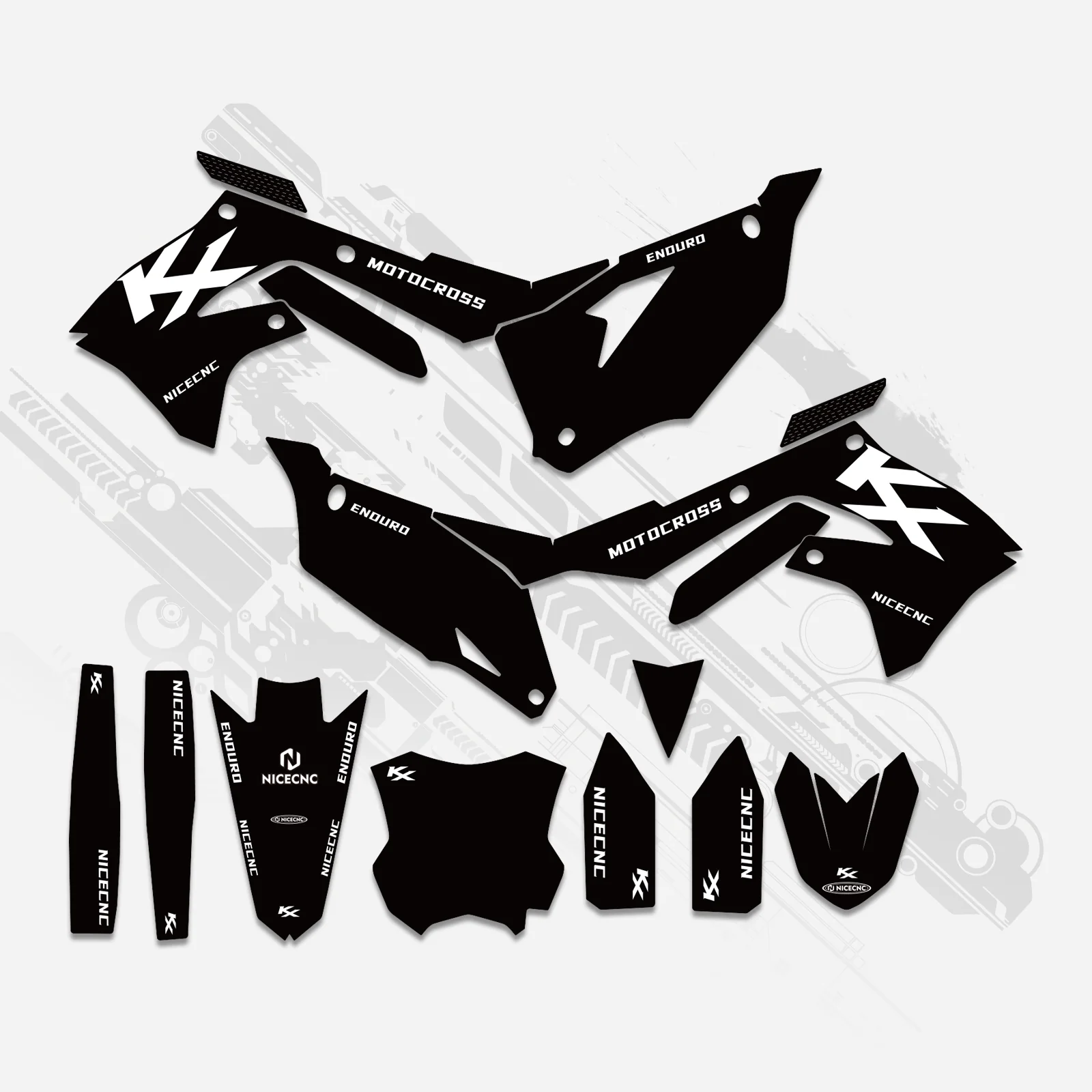 Motorcycle Full Graphics Decals Stickers Kit For Kawasaki KXF250 21-23 KX450F 19-23 - Image 2