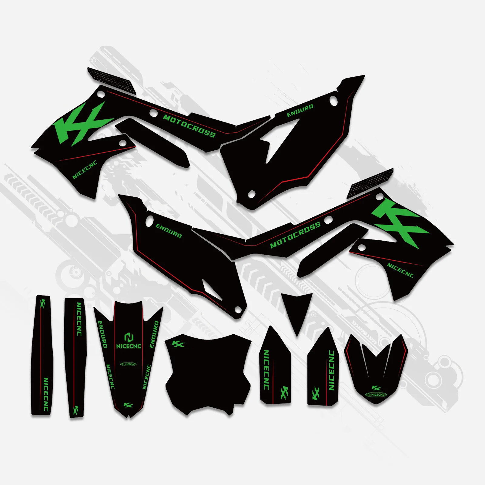 Motorcycle Full Graphics Decals Stickers Kit For Kawasaki KXF250 21-23 KX450F 19-23 - Image 4