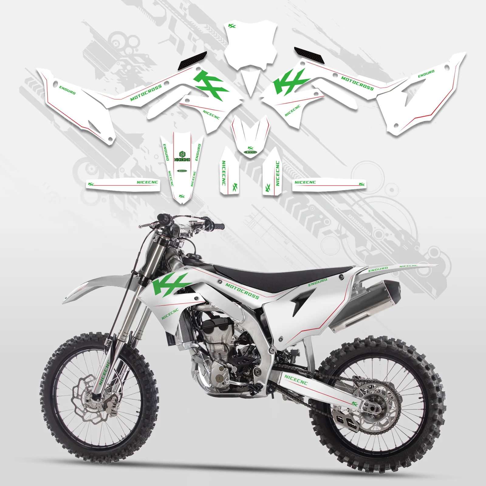 Motorcycle Full Graphics Decals Stickers Kit For Kawasaki KXF250 21-23 KX450F 19-23 - Image 5
