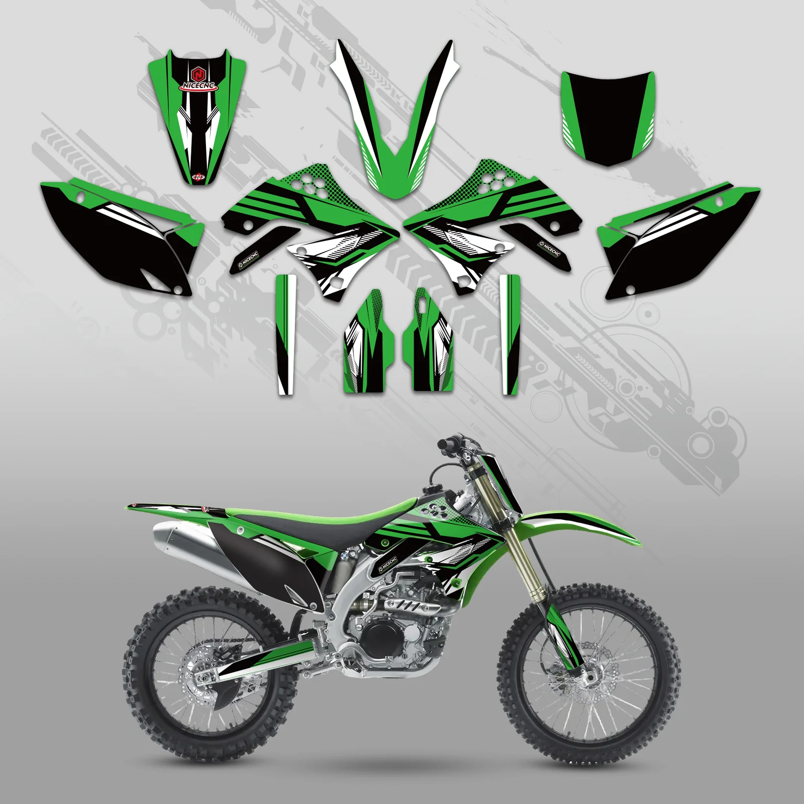 Motorcycle Full Graphics Decals Stickers Kit For KAWASAKI KXF450 2009-2011 - Image 3