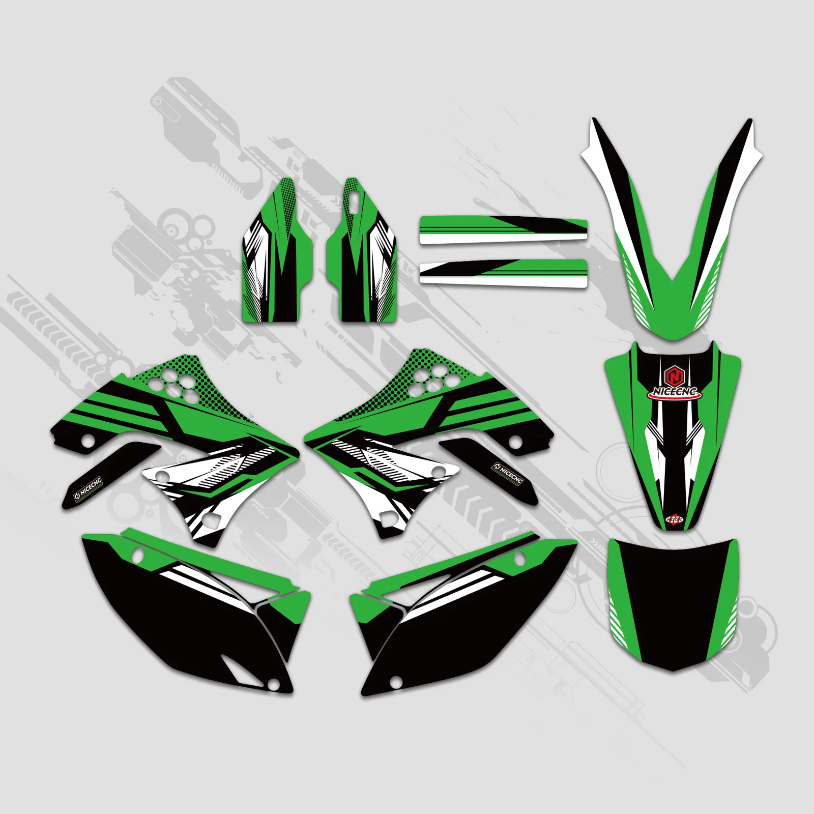 Motorcycle Full Graphics Decals Stickers Kit For KAWASAKI KXF450 2009-2011 - Image 4