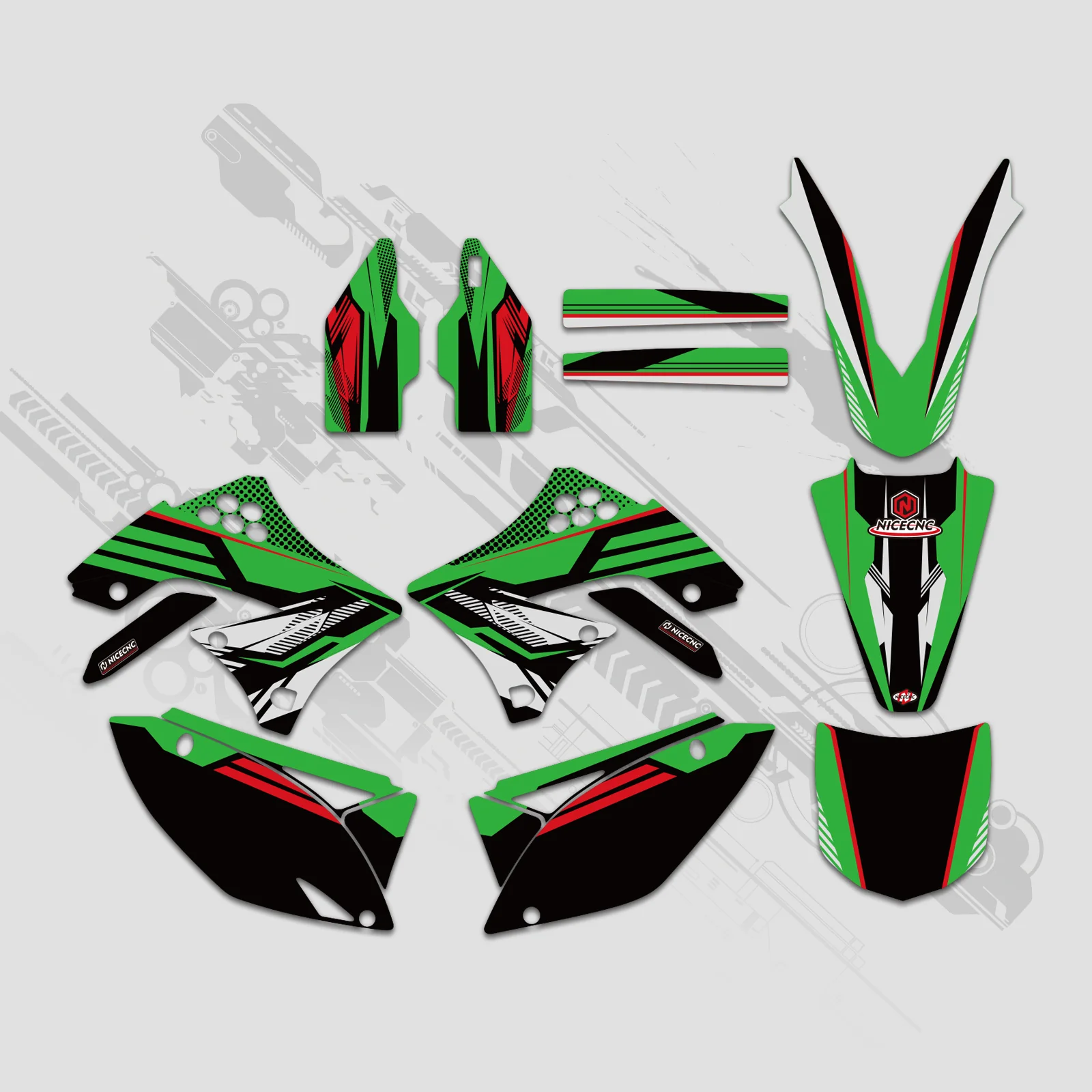 Motorcycle Full Graphics Decals Stickers Kit For KAWASAKI KXF450 2009-2011 - Image 2