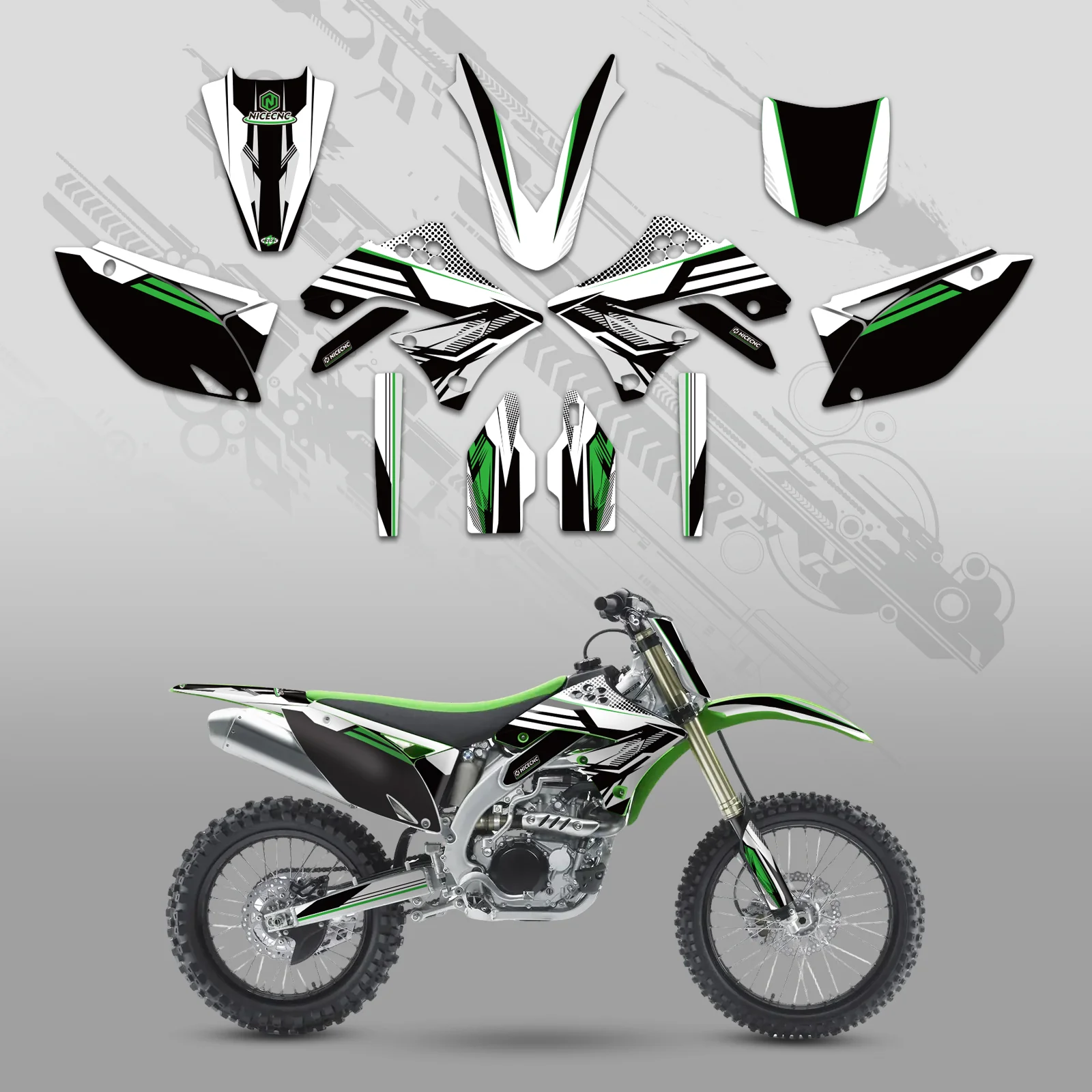 Motorcycle Full Graphics Decals Stickers Kit For KAWASAKI KXF450 2009-2011 - Image 3