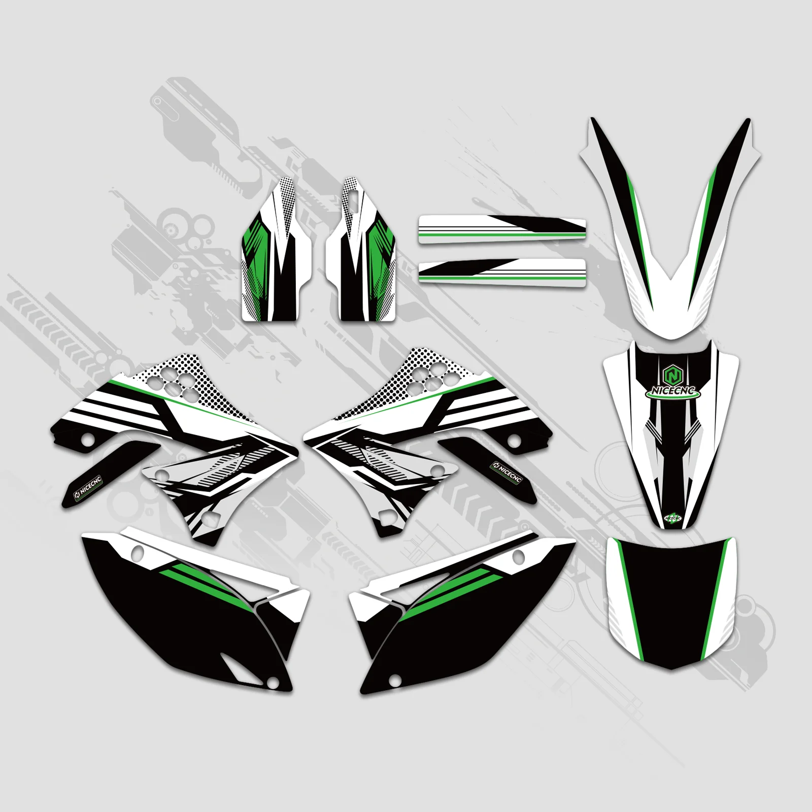 Motorcycle Full Graphics Decals Stickers Kit For KAWASAKI KXF450 2009-2011 - Image 4