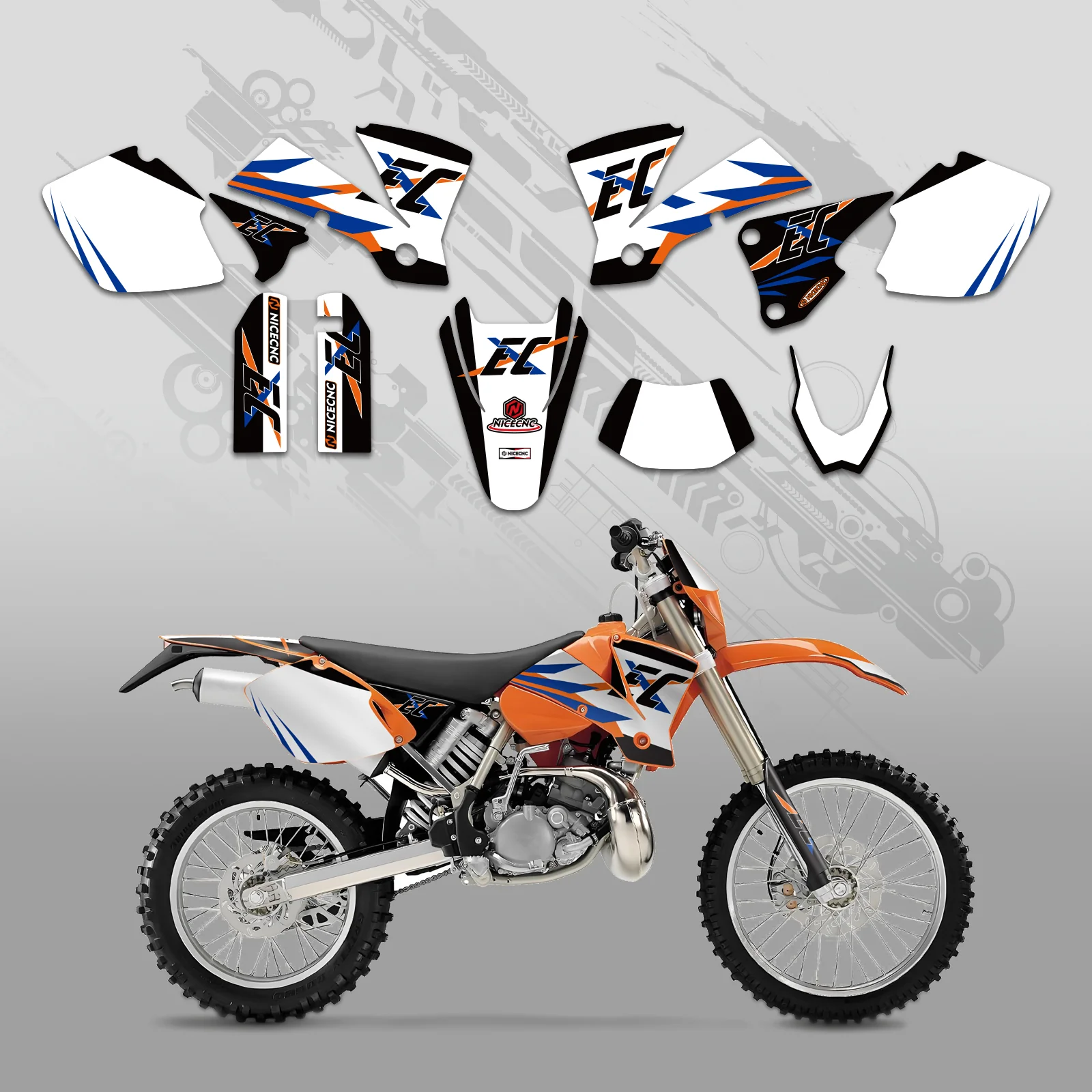 Motorcycle Full Graphics Decals Stickers Kit For KTM EXC 2003 - Image 3