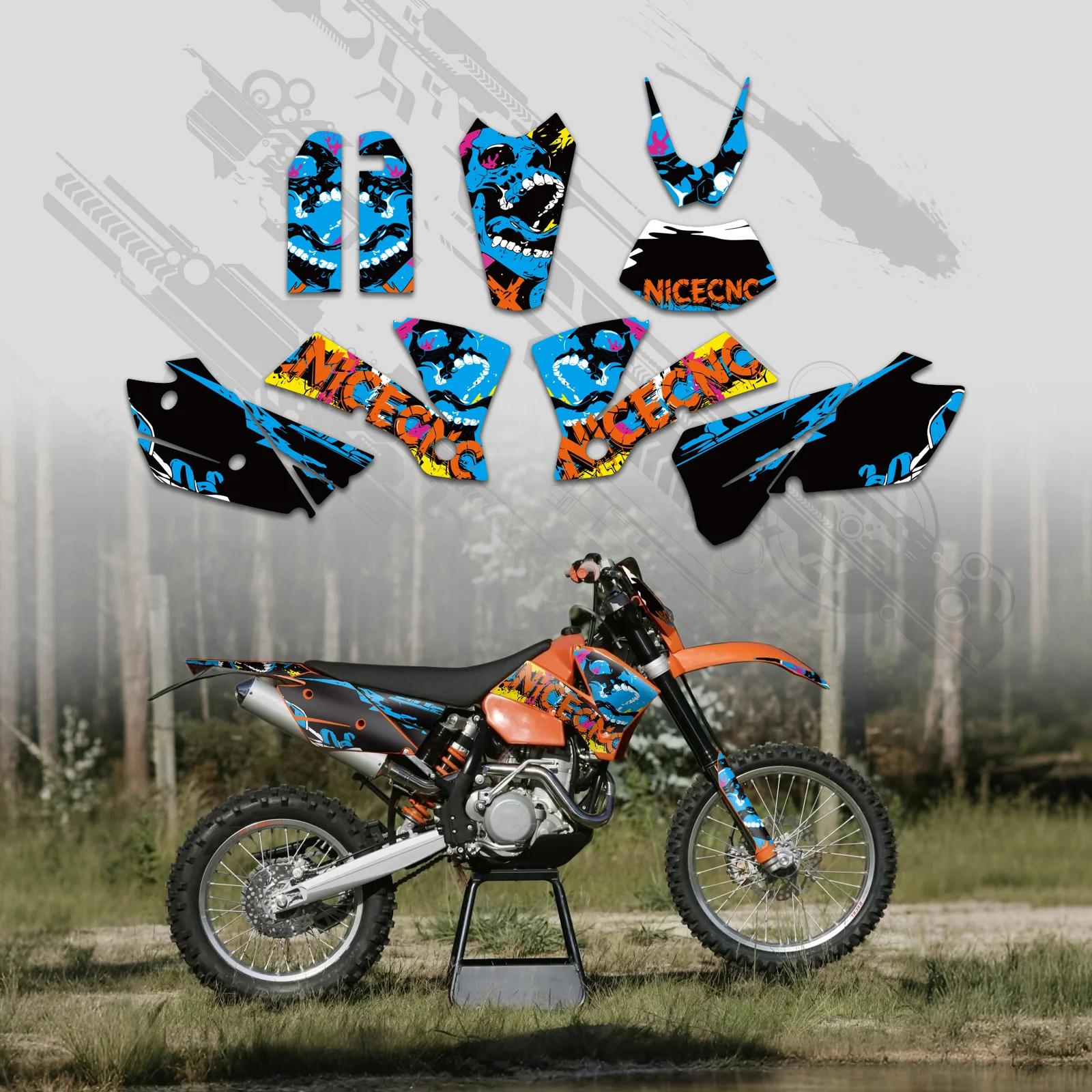 Motorcycle Full Graphics Decals Stickers Kit For KTM EXC 2004 - Image 3