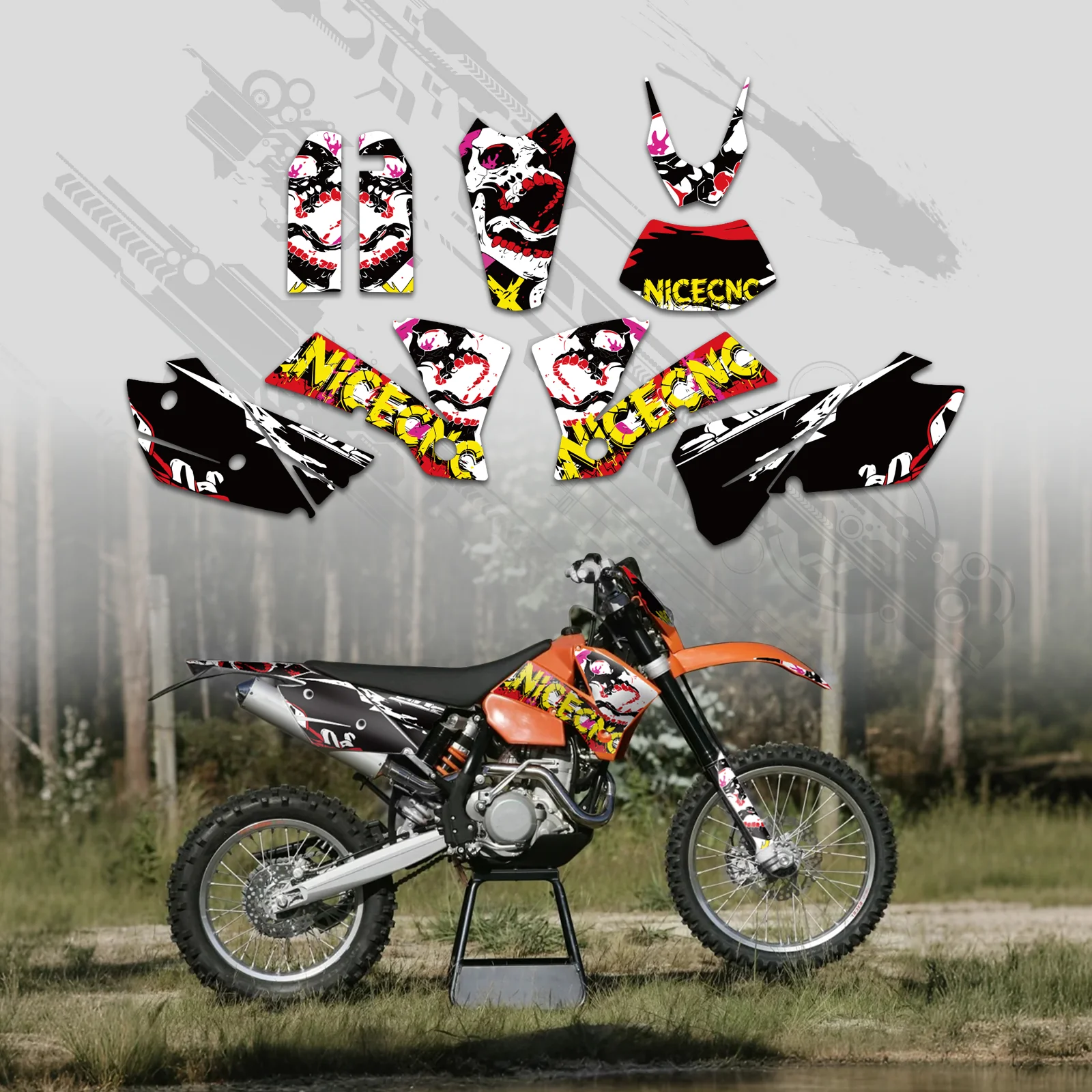 Motorcycle Full Graphics Decals Stickers Kit For KTM EXC 2004 - Image 5