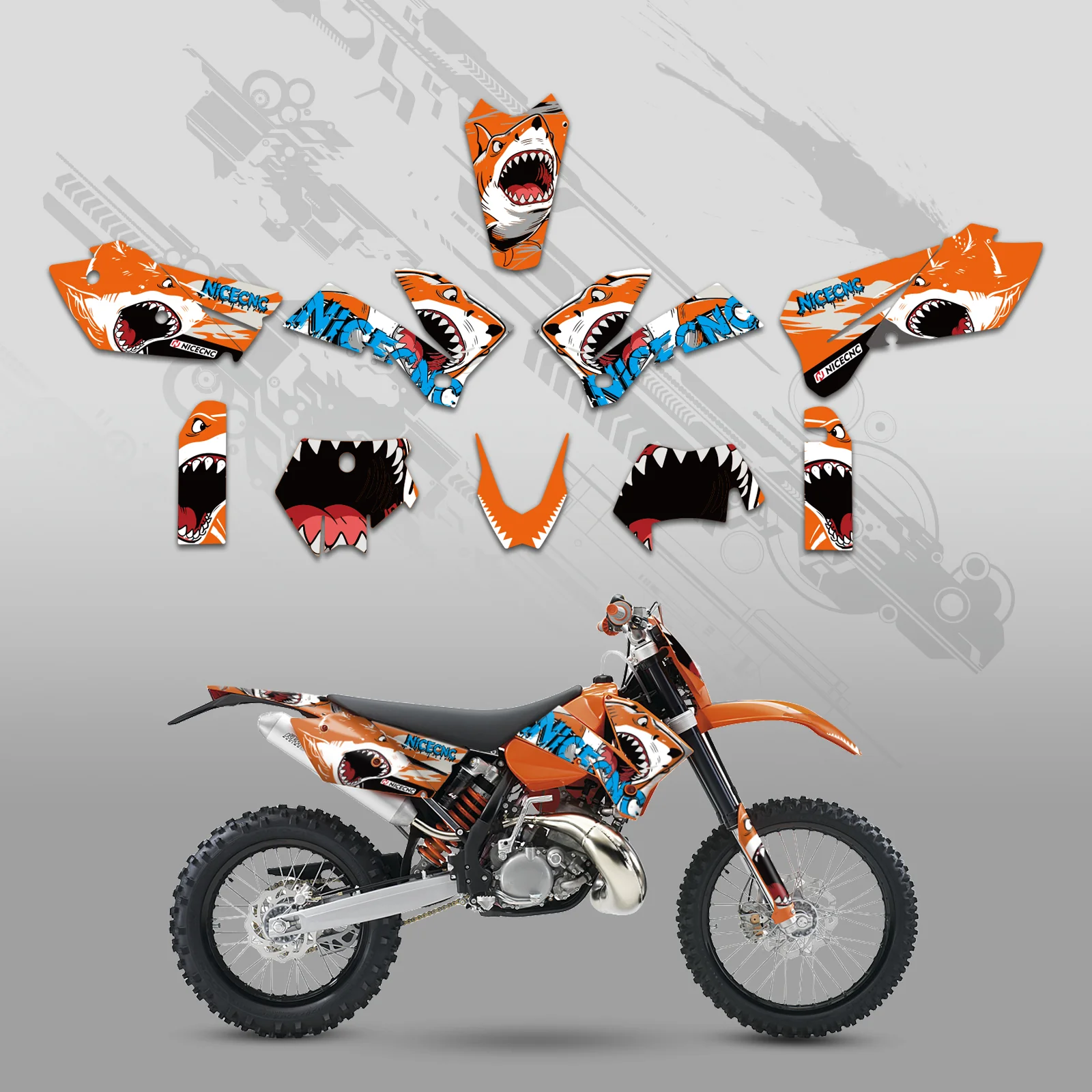 Motorcycle Full Graphics Decals Stickers Kit For KTM EXC 2005-2007 - Image 5