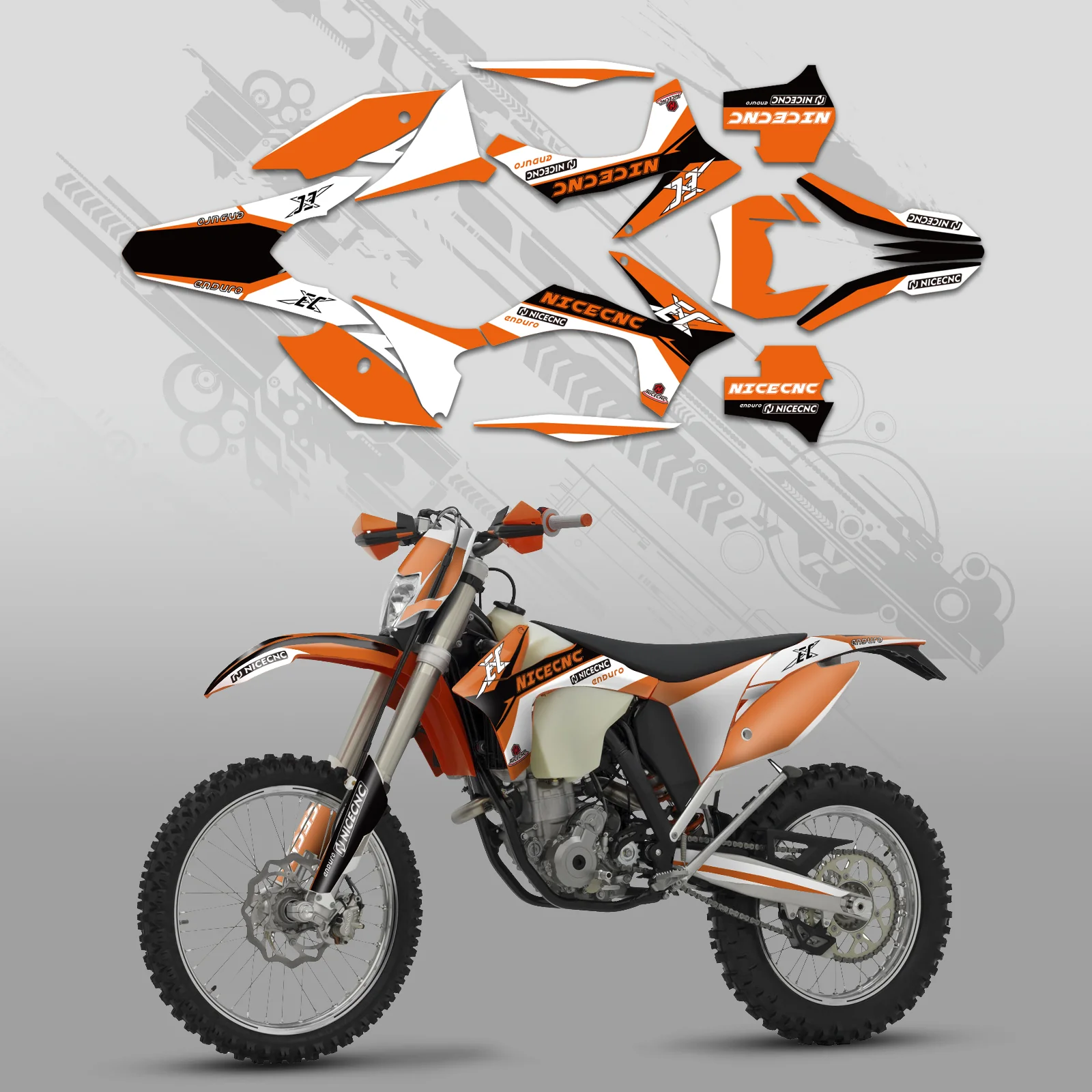 Motorcycle Full Graphics Decals Stickers Kit For KTM EXC 2012-2013 XC 2011 - Image 2