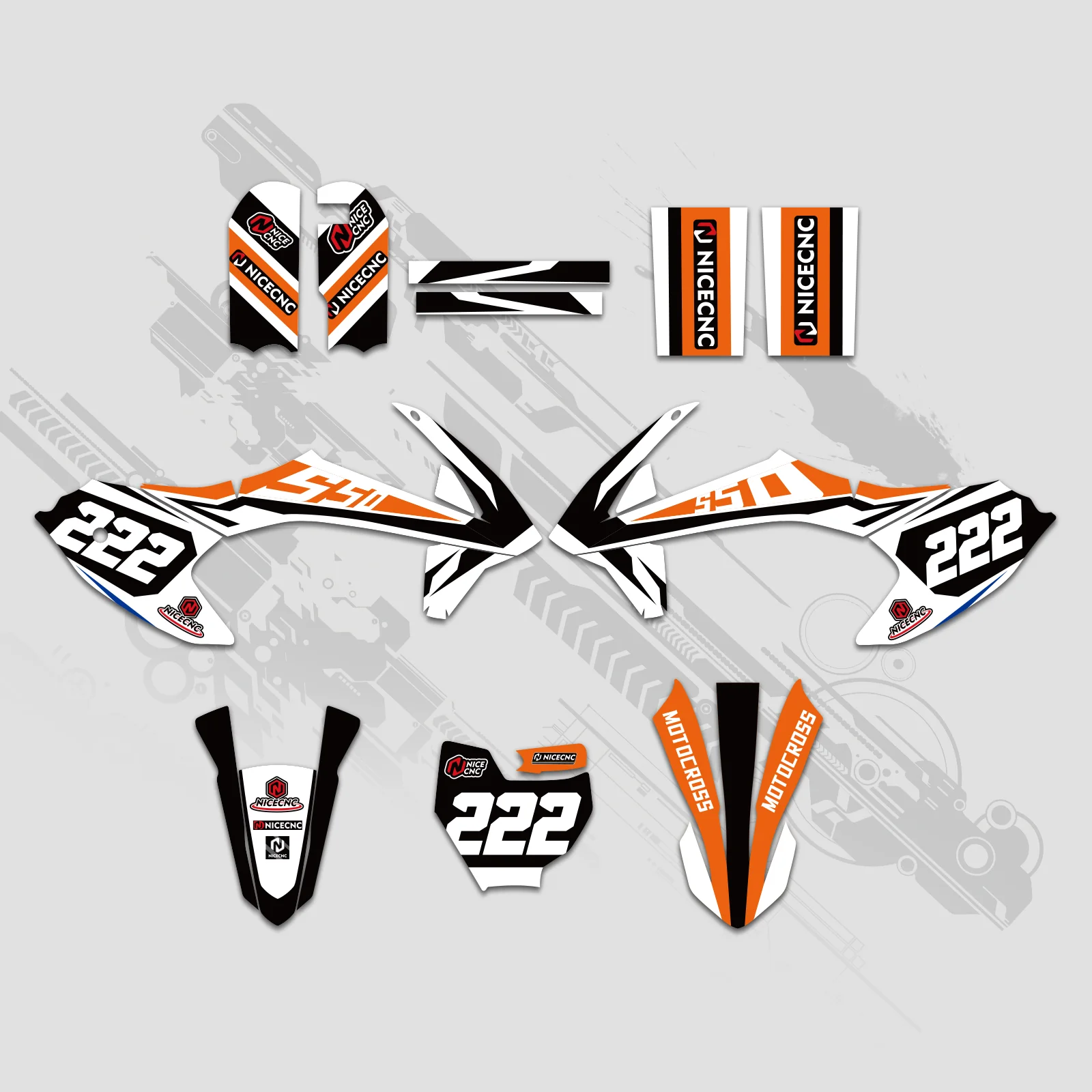 Motorcycle Full Graphics Decals Stickers Kit For KTM SX50 2016-2022 - Image 2