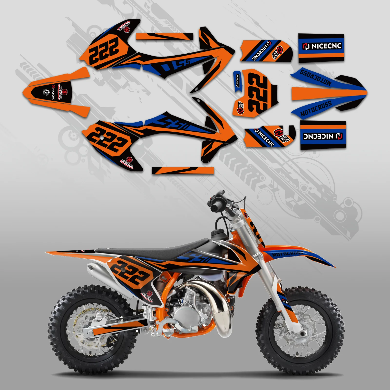 Motorcycle Full Graphics Decals Stickers Kit For KTM SX50 2016-2022 - Image 3