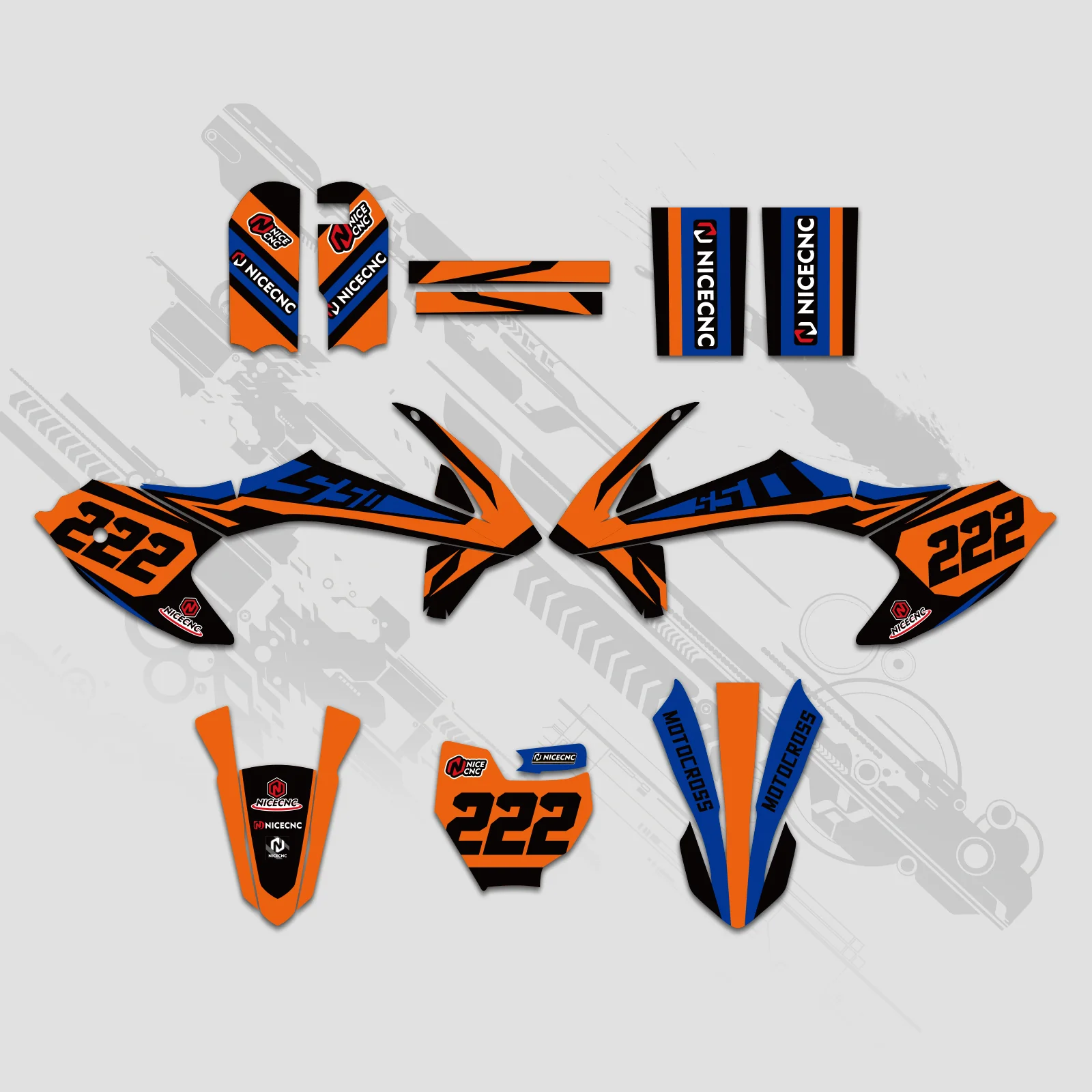 Motorcycle Full Graphics Decals Stickers Kit For KTM SX50 2016-2022 - Image 4