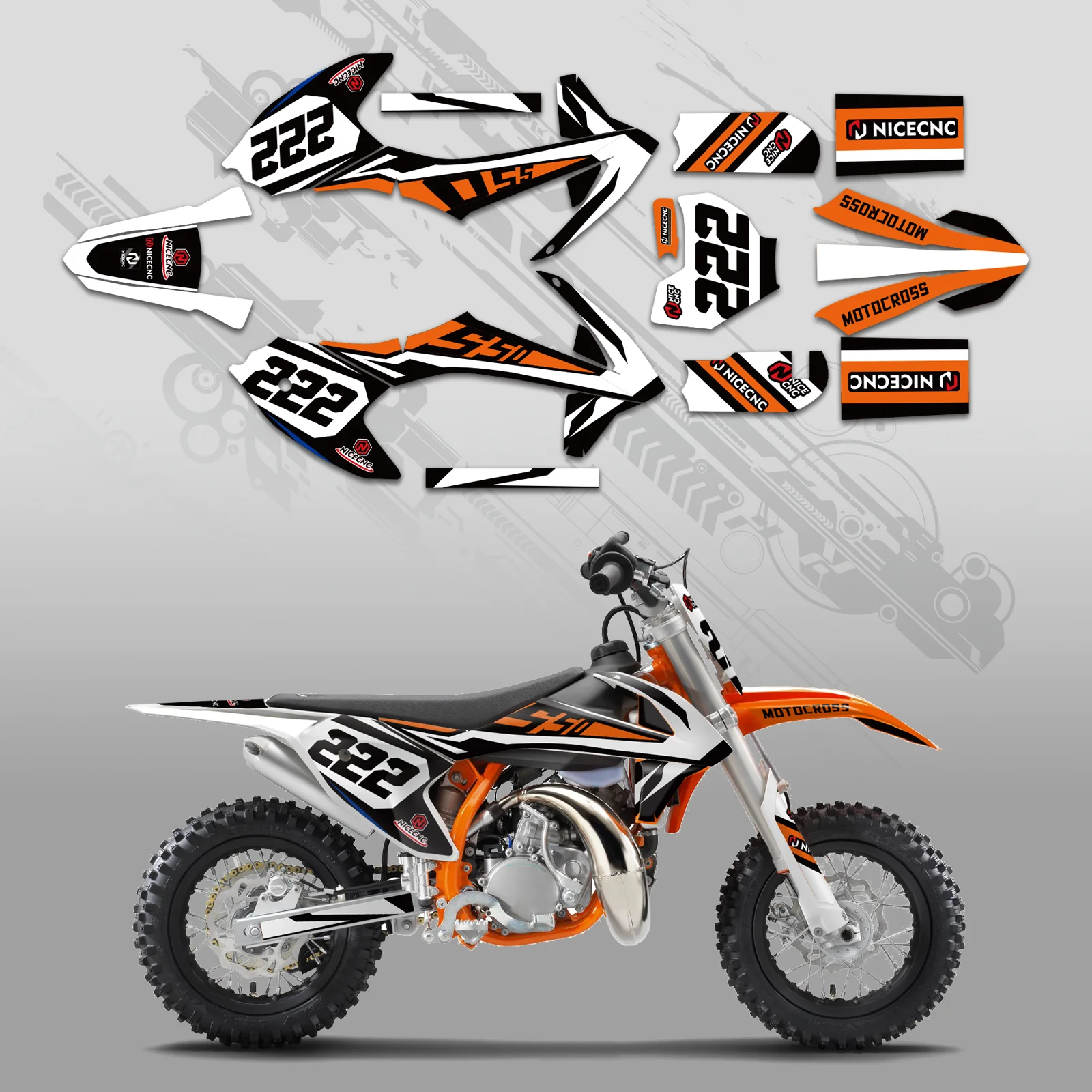 Motorcycle Full Graphics Decals Stickers Kit For KTM SX50 2016-2022 - Image 5