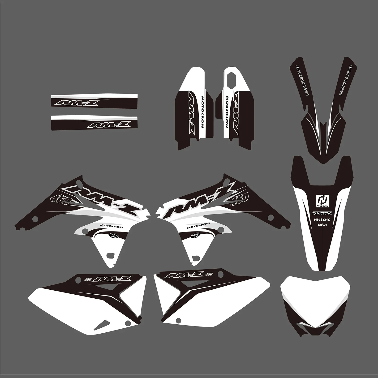 Motorcycle Full Graphics Decals Stickers Kit For Suzuki RMZ450 2008-2017 - Image 2