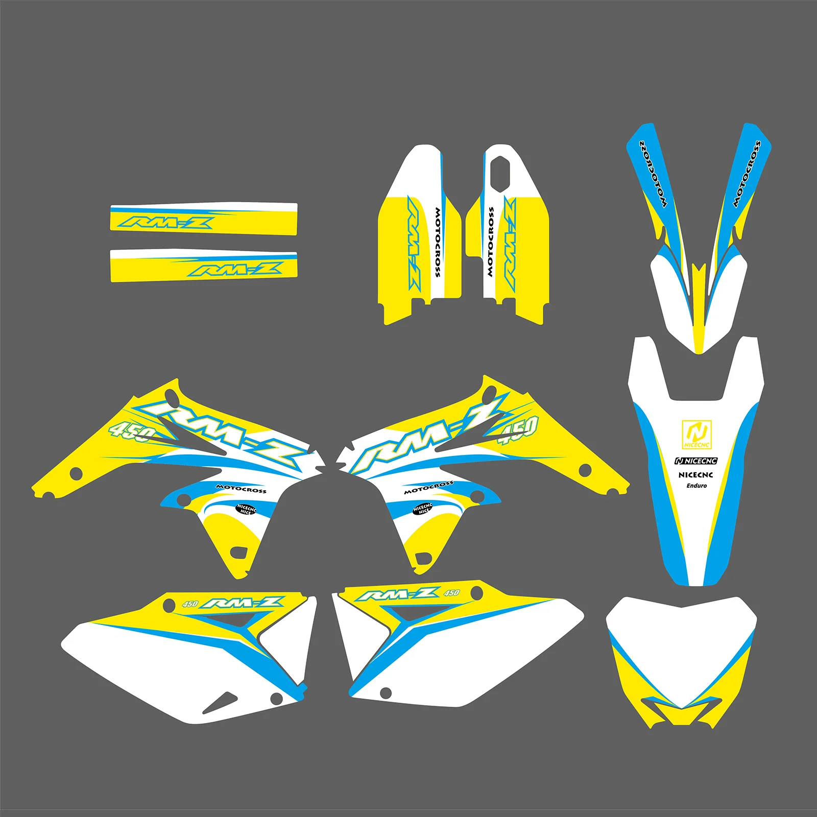 Motorcycle Full Graphics Decals Stickers Kit For Suzuki RMZ450 2008-2017 - Image 3