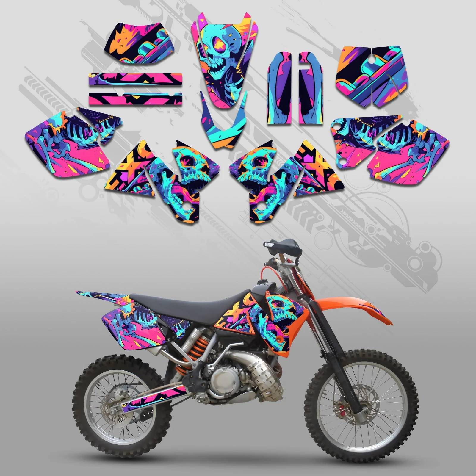 Motorcycle Full Graphics Decals Stickers Set For KTM EXC 1998-2000 - Image 4