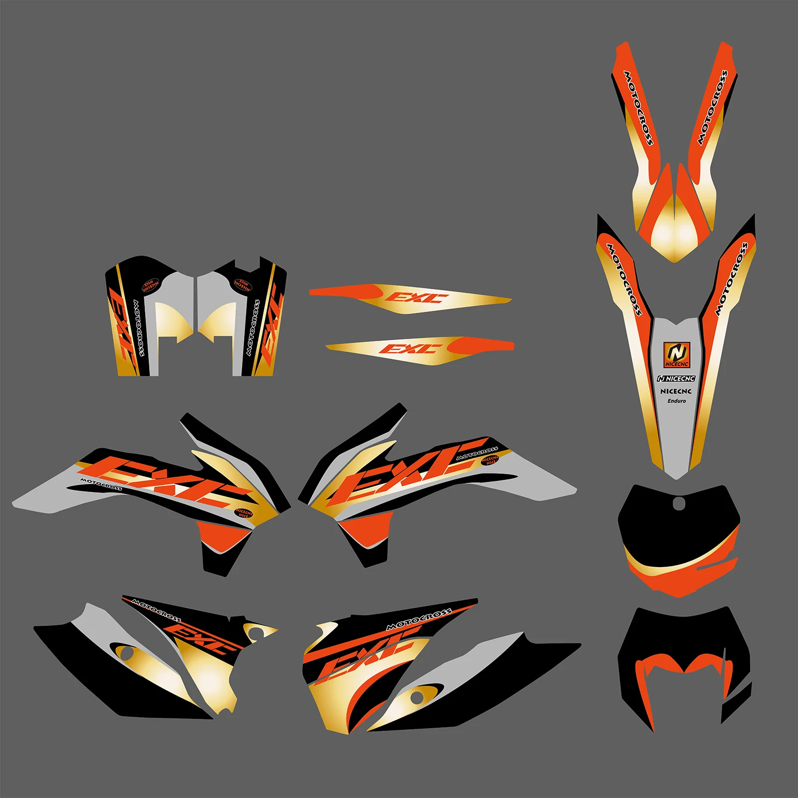 Motorcycle Full Graphics Decals Stickers Set For KTM EXC / XC-W / XCF-W 2014-2016 - Image 2