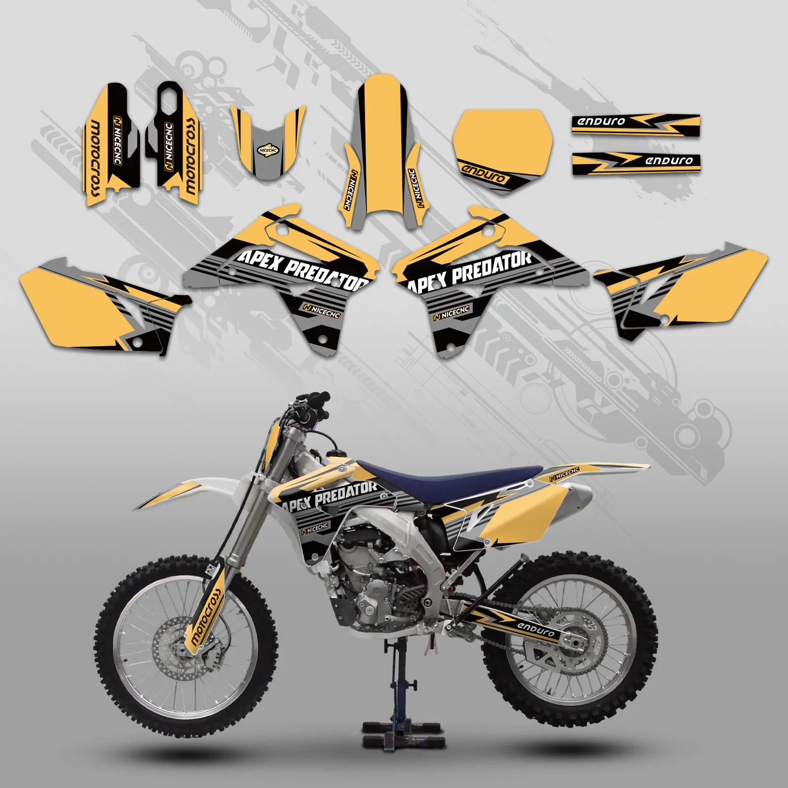 Motorcycle Full Graphics Decals Stickers Set For SUZUKI RMZ450 2007 - Image 3
