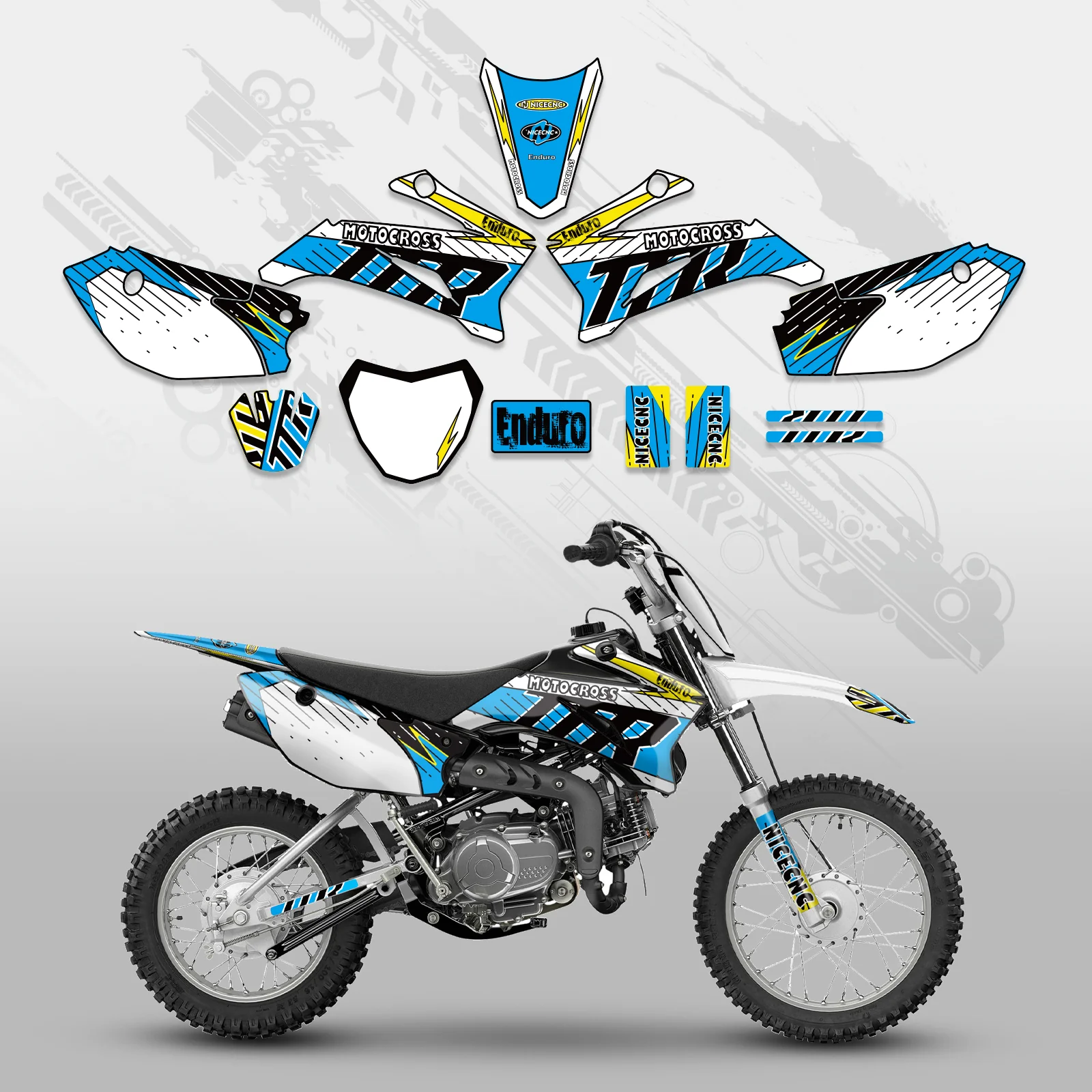 Motorcycle Full Graphics Decals Stickers Set For YAMAHA TTR110 ALL YEARS - Image 3