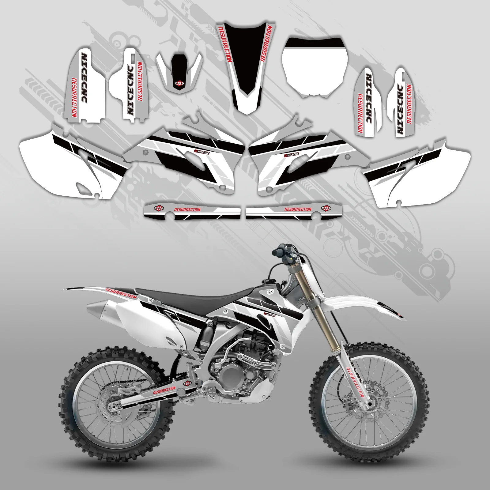 Motorcycle Full Graphics Decals Stickers Set For YAMAHA YZ250F / YZ450F 2006-2009 - Image 3