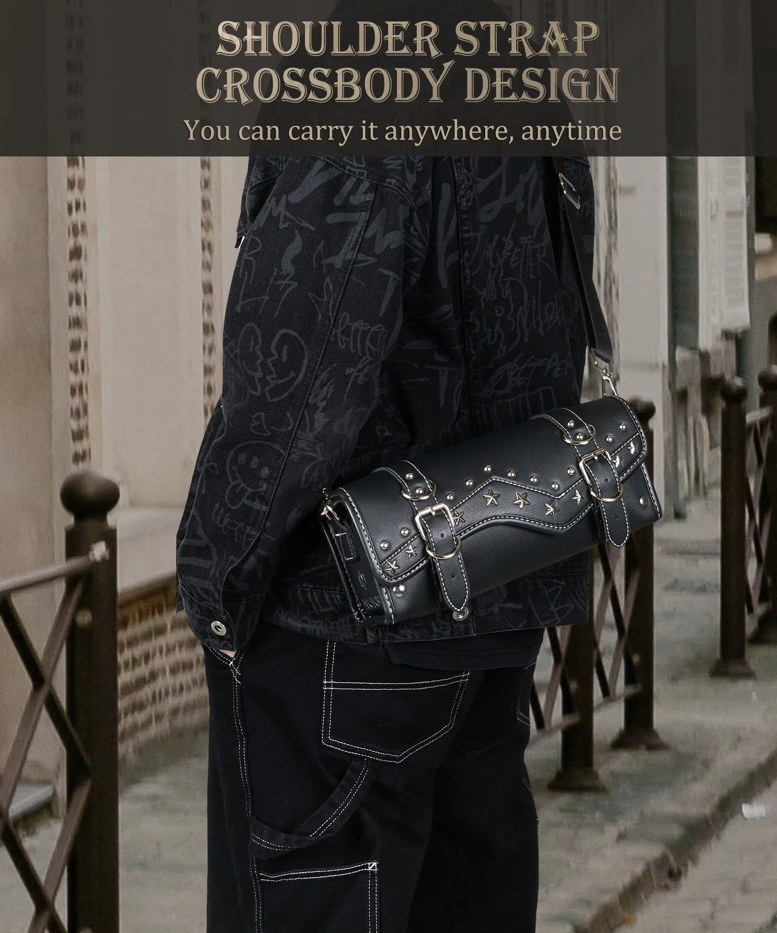 Motorcycle Handlebar Bag Star Rivet Cowhide Texture PU leather - Image 16