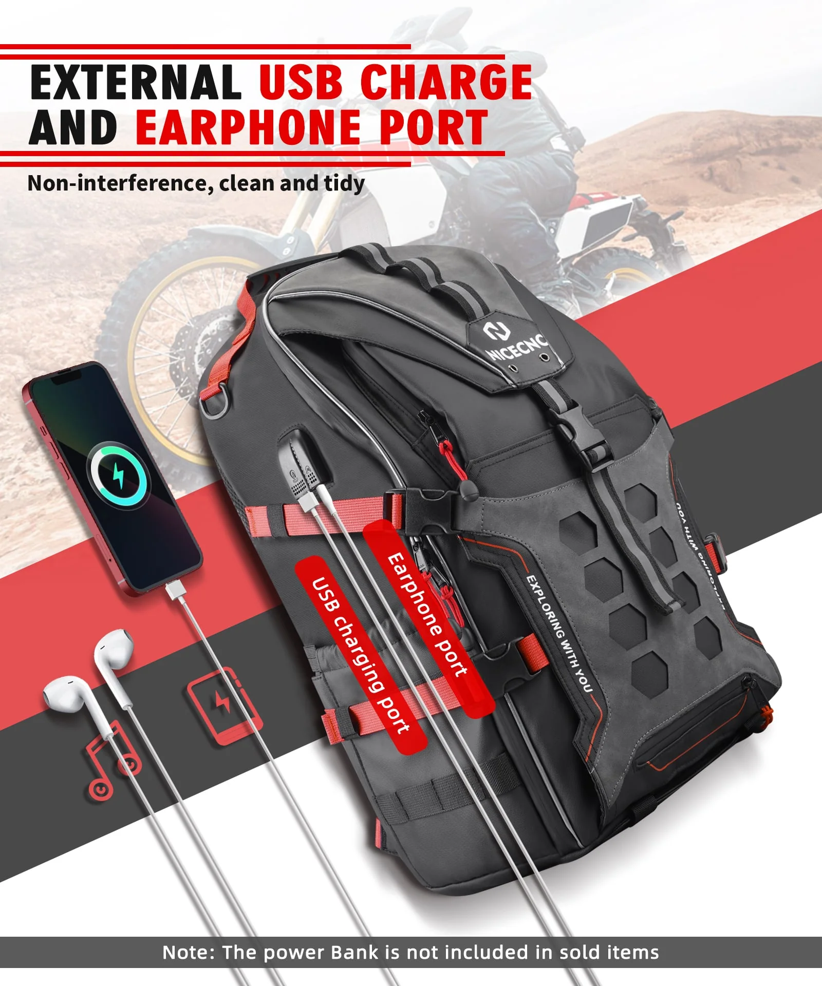 Motorcycle Helmet Bag Upgrade 35L with Shoe Compartment Hiking - Image 4