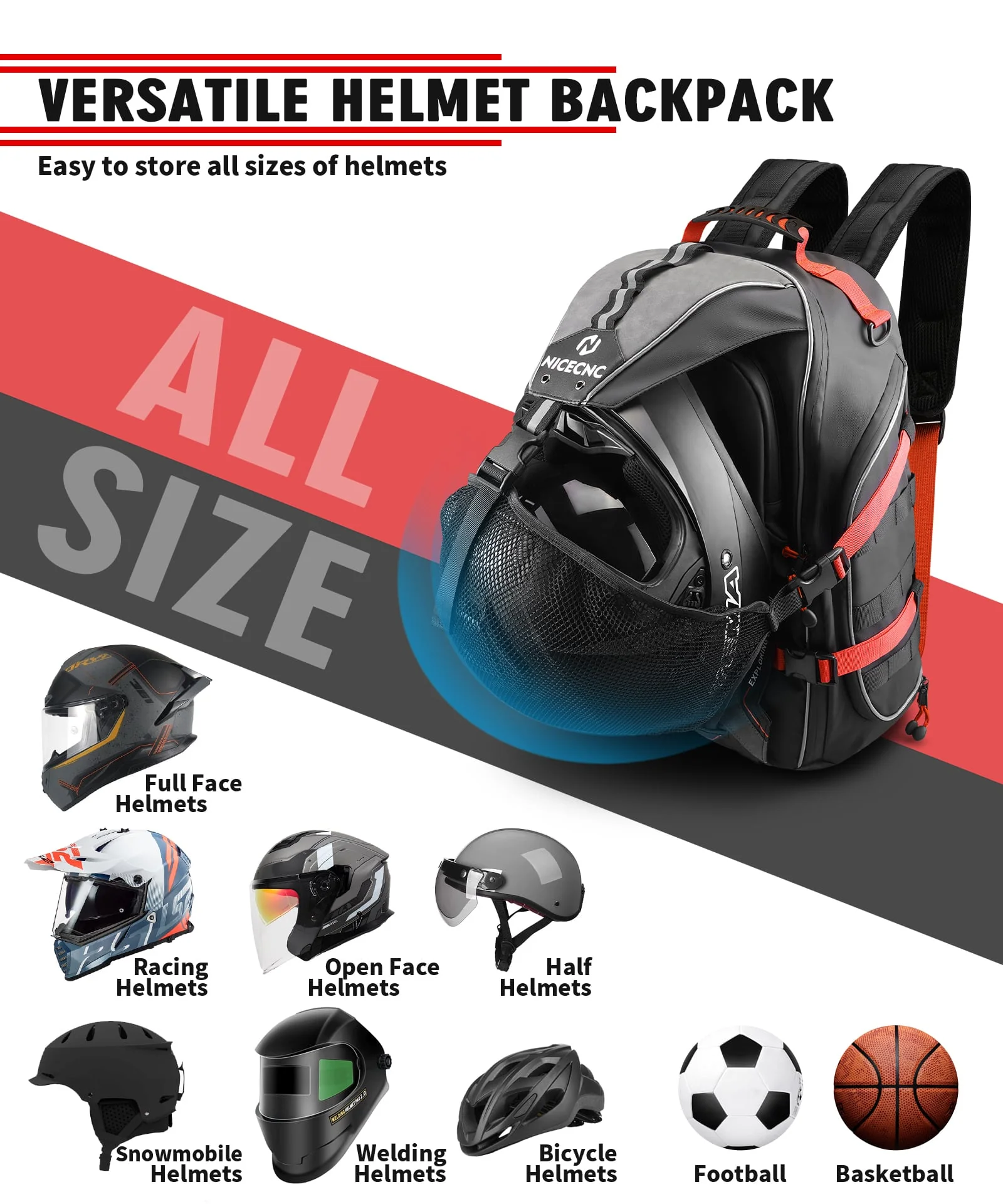 Motorcycle Helmet Bag Upgrade 35L with Shoe Compartment Hiking - Image 6