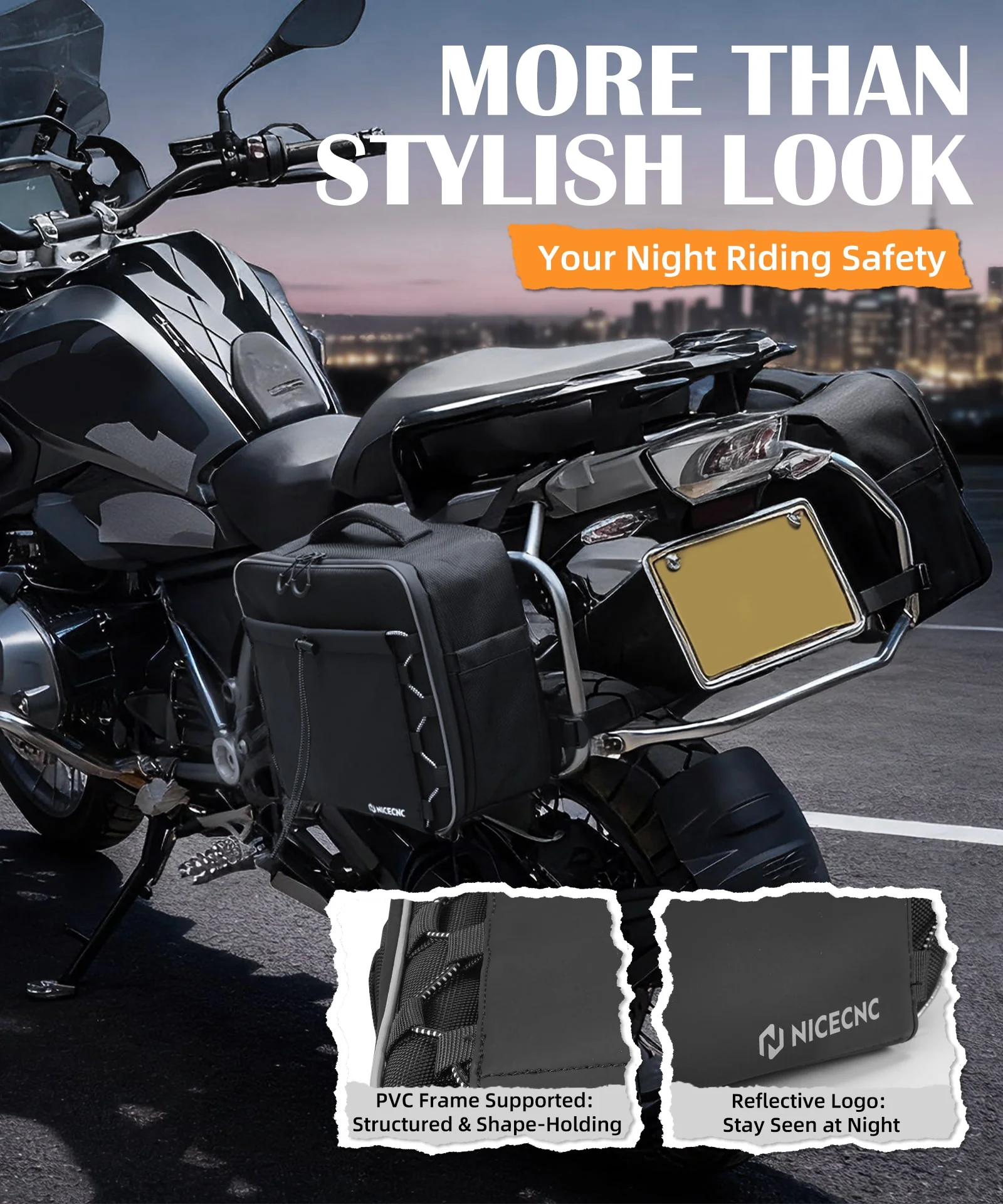 Motorcycle Rear Seat 30L Panniers Side Luggage Throw Over Saddle Bags - Image 2