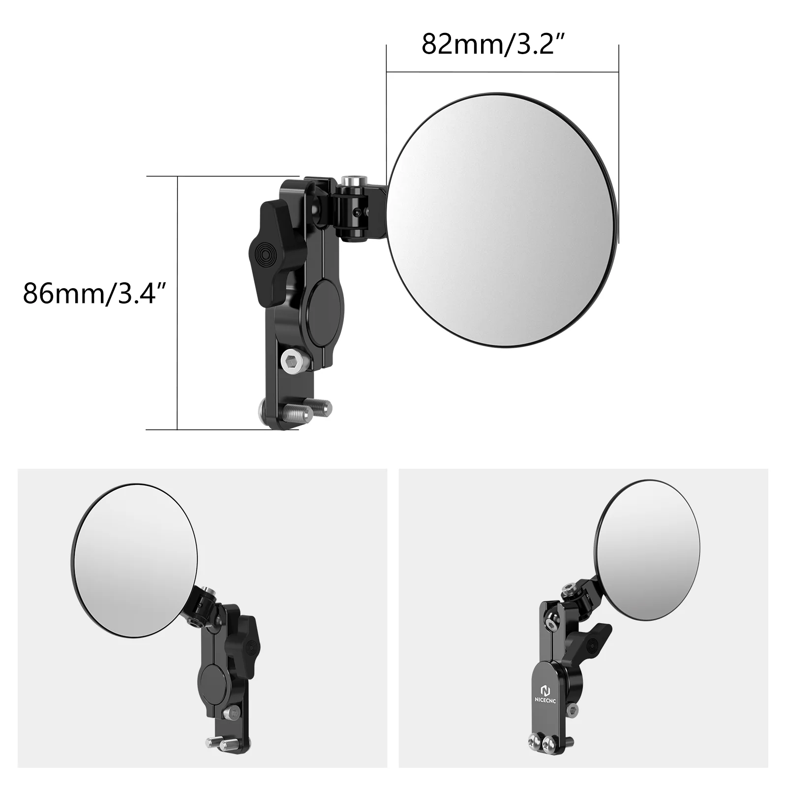 Adjustable Round Convex Quick Flip Rearview Mirrors Kit For Motorcycle Hand Guard - Image 4