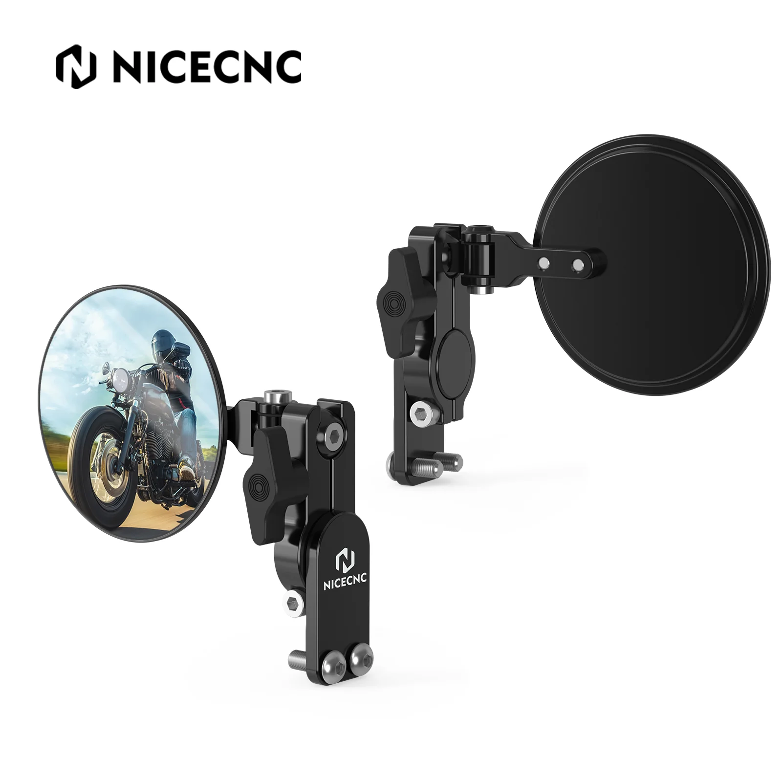 Adjustable Round Convex Quick Flip Rearview Mirrors Kit For Motorcycle Hand Guard - Image 7