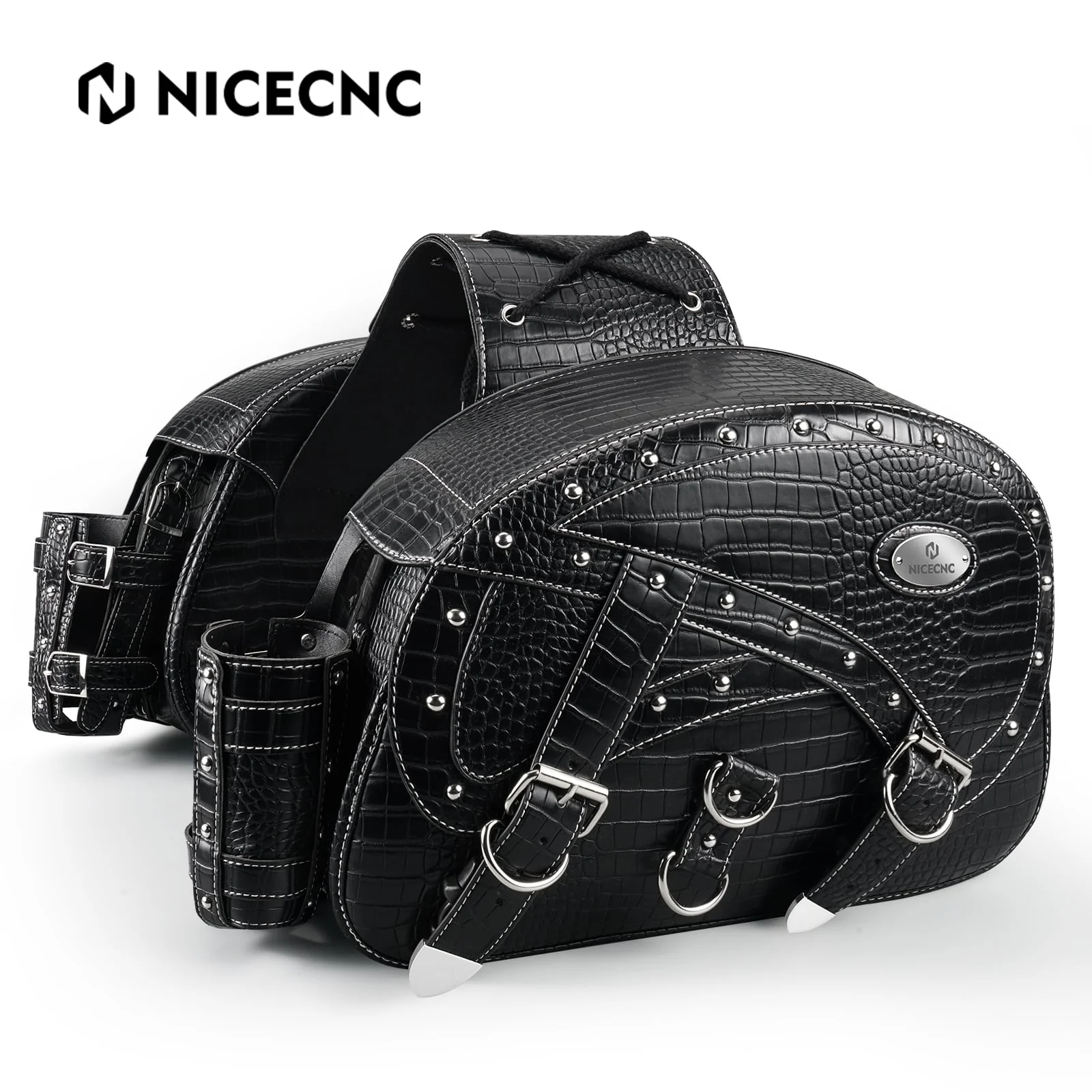 Motorcycle Saddlebags 35L Heavy Duty Leather Waterproof with Cup Holders For Cruiser Softail Dyna Road King - Image 15