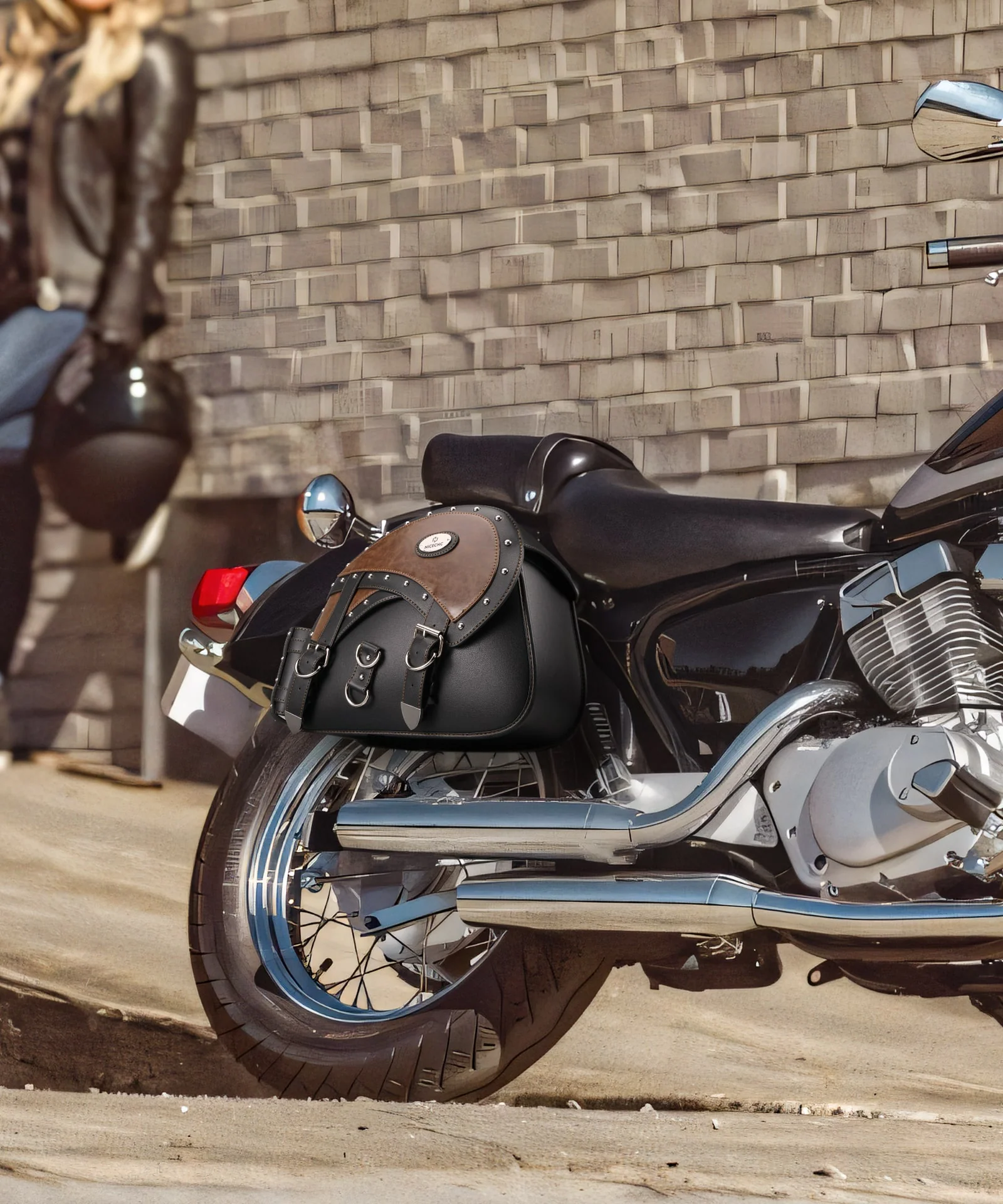 Motorcycle Saddlebags 35L Heavy Duty Leather Waterproof with Cup Holders For Cruiser Softail Dyna Road King - Image 4