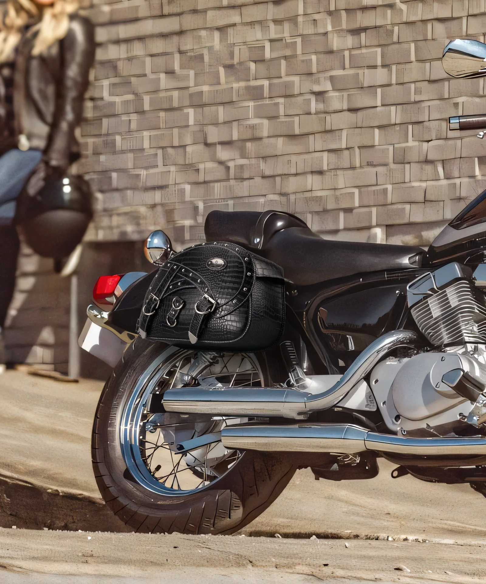 Motorcycle Saddlebags 35L Heavy Duty Leather Waterproof with Cup Holders For Cruiser Softail Dyna Road King - Image 5