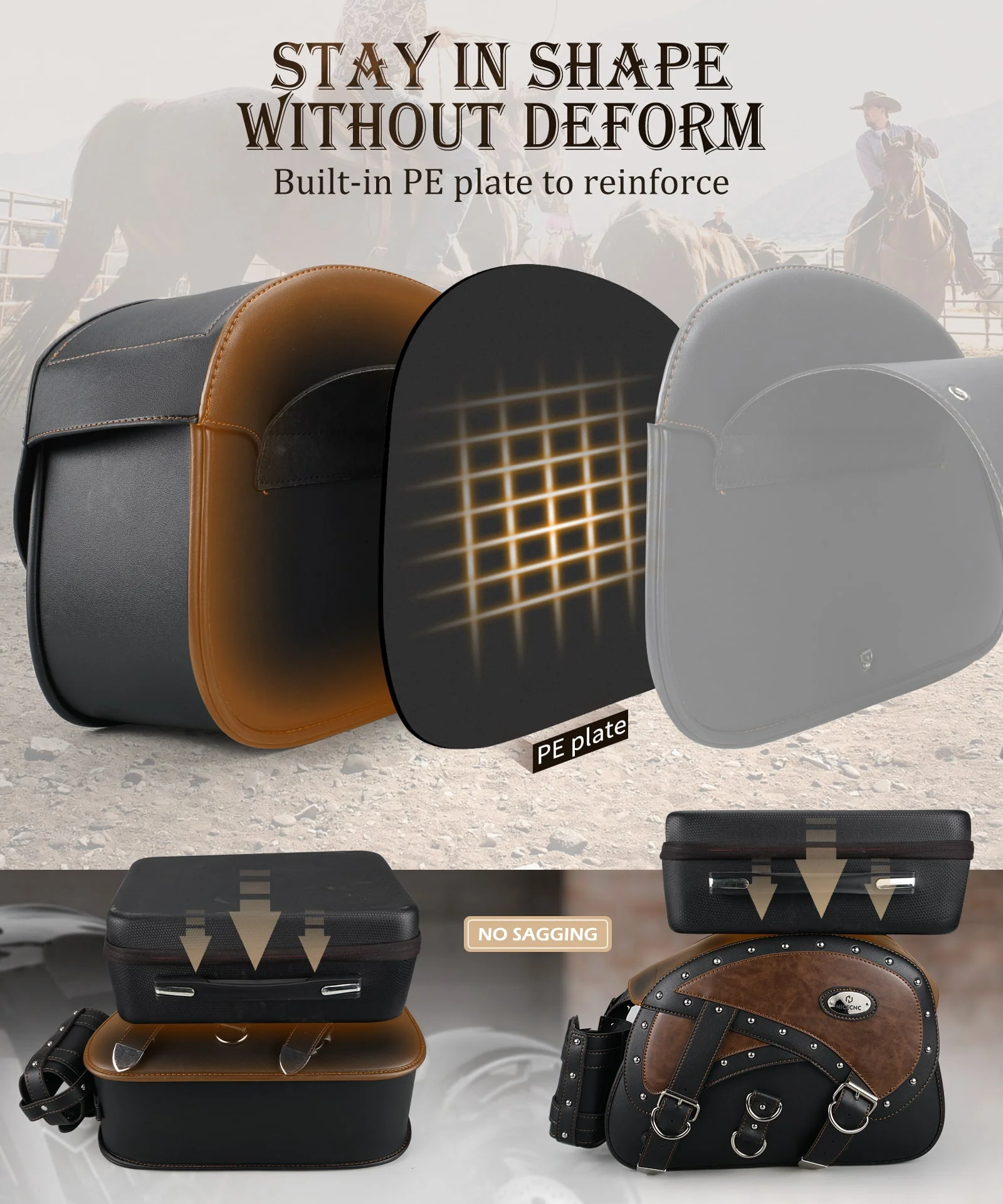 Motorcycle Saddlebags 35L Heavy Duty Leather Waterproof with Cup Holders For Cruiser Softail Dyna Road King - Image 6