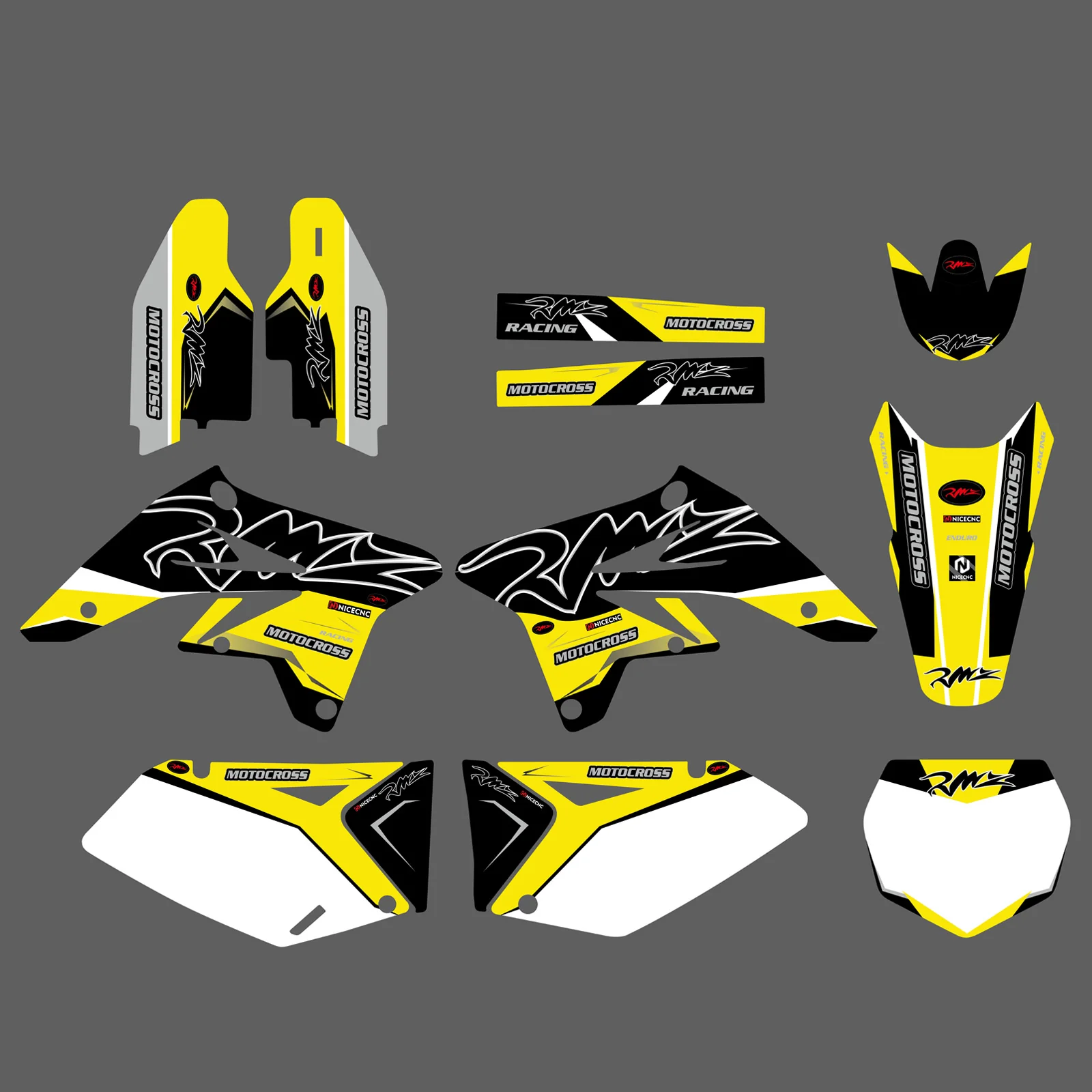 Motorcycle Team Decals Stickers Full Graphic Kit For SUZUKI	RMZ250 2007-2009 - Image 2