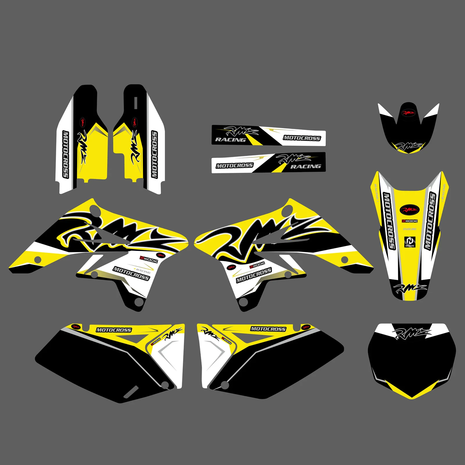 Motorcycle Team Decals Stickers Full Graphic Kit For SUZUKI	RMZ250 2007-2009 - Image 4