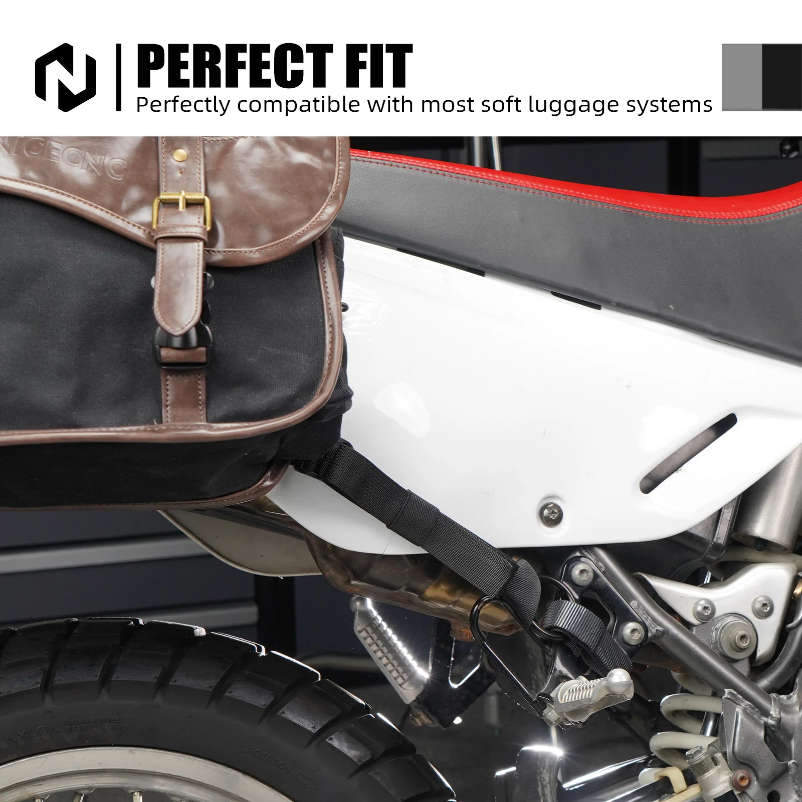 Motorcycle Universal Off-Road Soft Bag Tie Down Straps Retention Rings - Image 3
