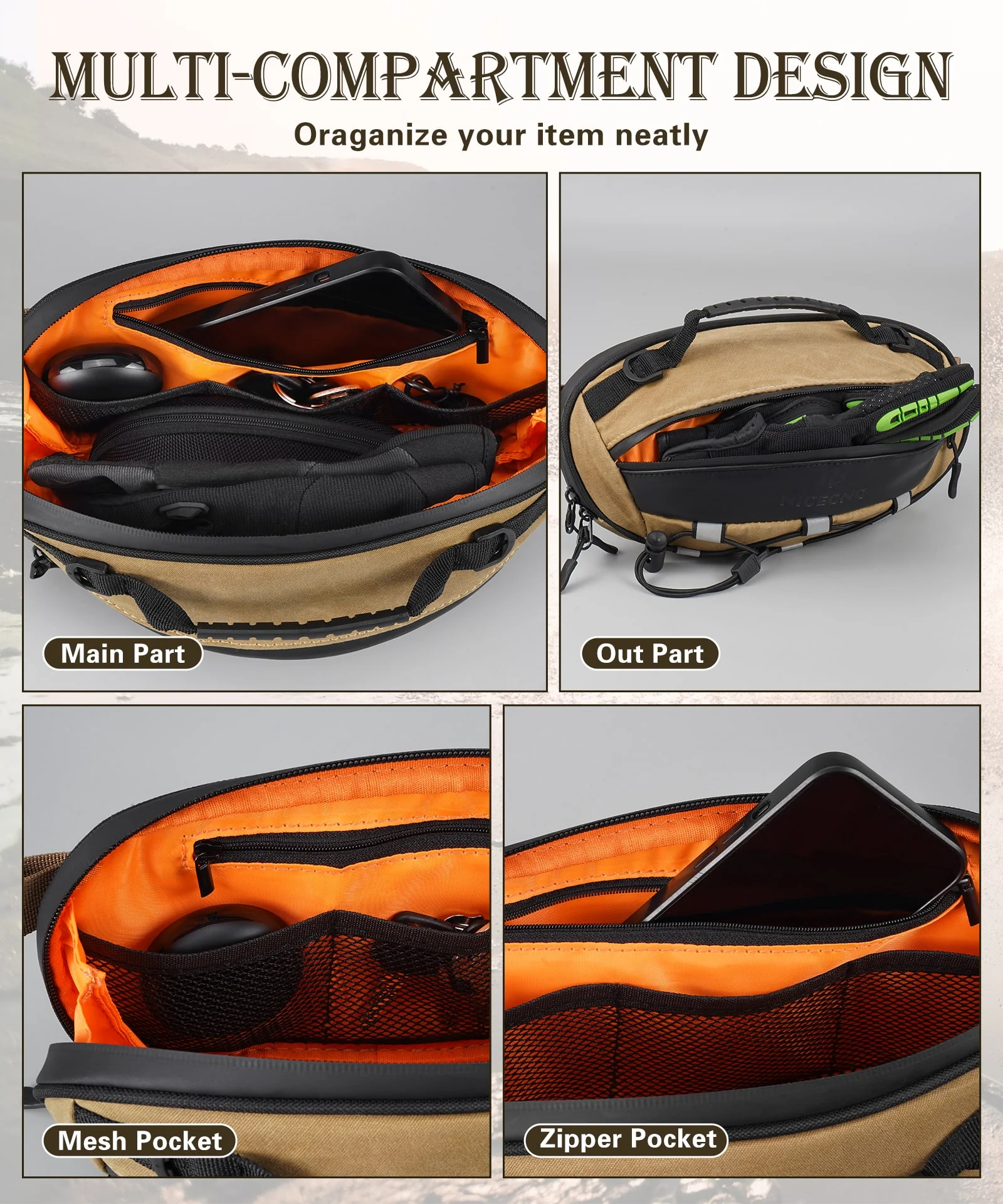 Motorcycle Vintage Waxed Canvas Handlebar Bag Saddle Storage Pouch Luggage - Image 11