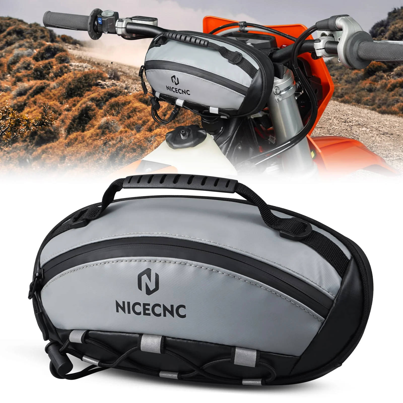 Motorcycle Vintage Waxed Canvas Handlebar Bag Saddle Storage Pouch Luggage - Image 13