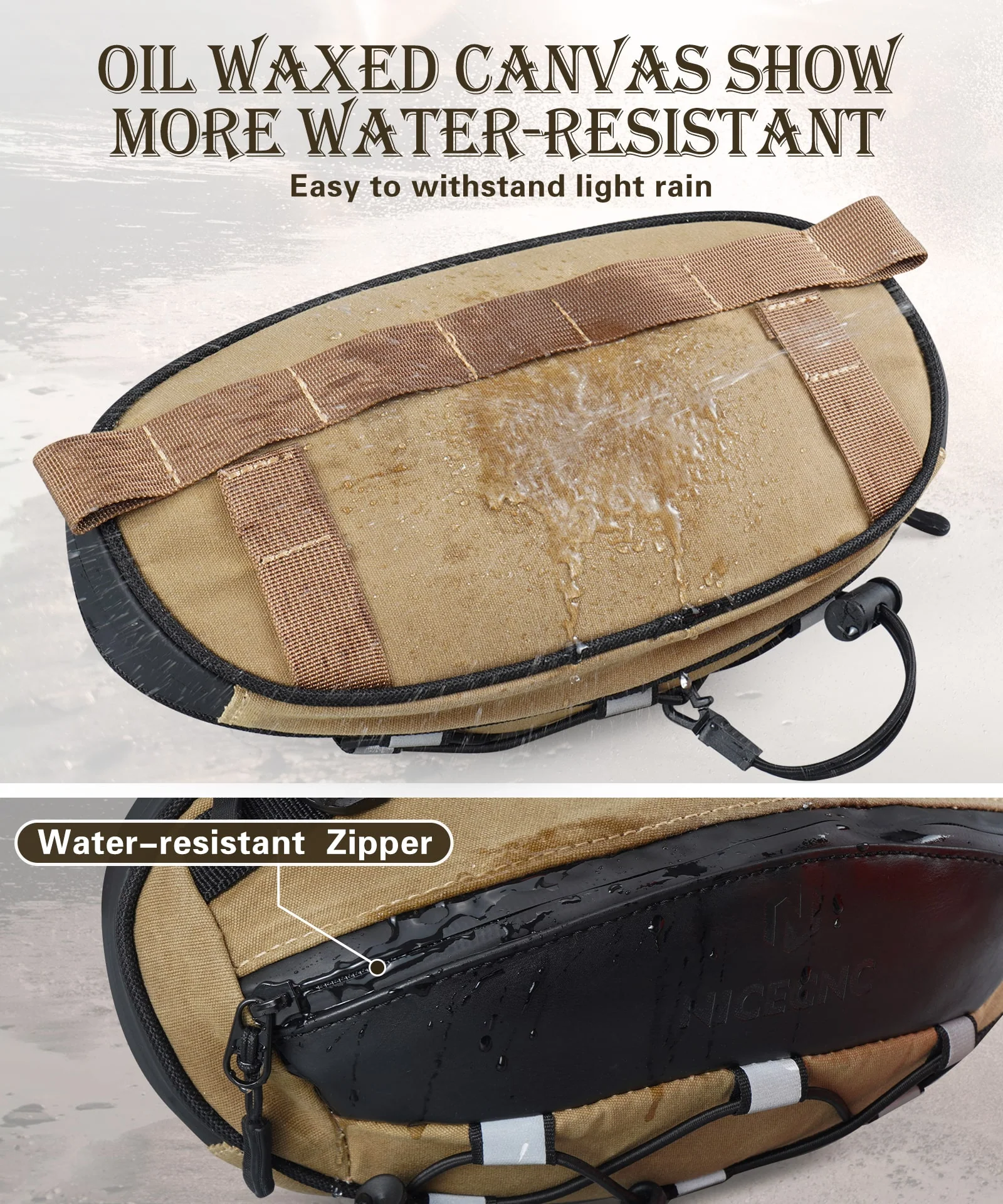 Motorcycle Vintage Waxed Canvas Handlebar Bag Saddle Storage Pouch Luggage - Image 8