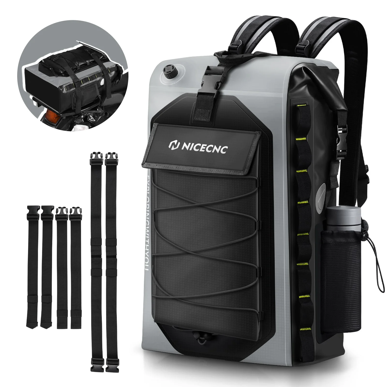 Motorcycle Waterproof Backpack Tail Bag 40L Expandable Capacity 500D PVC - Image 4