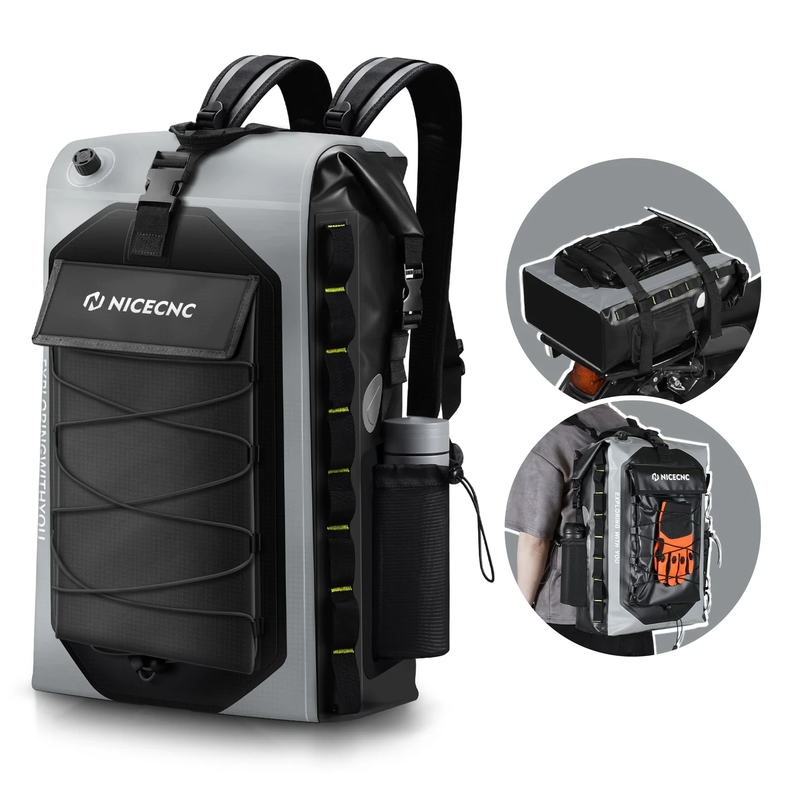 Motorcycle Waterproof Backpack Tail Bag 40L Expandable Capacity 500D PVC - Image 5