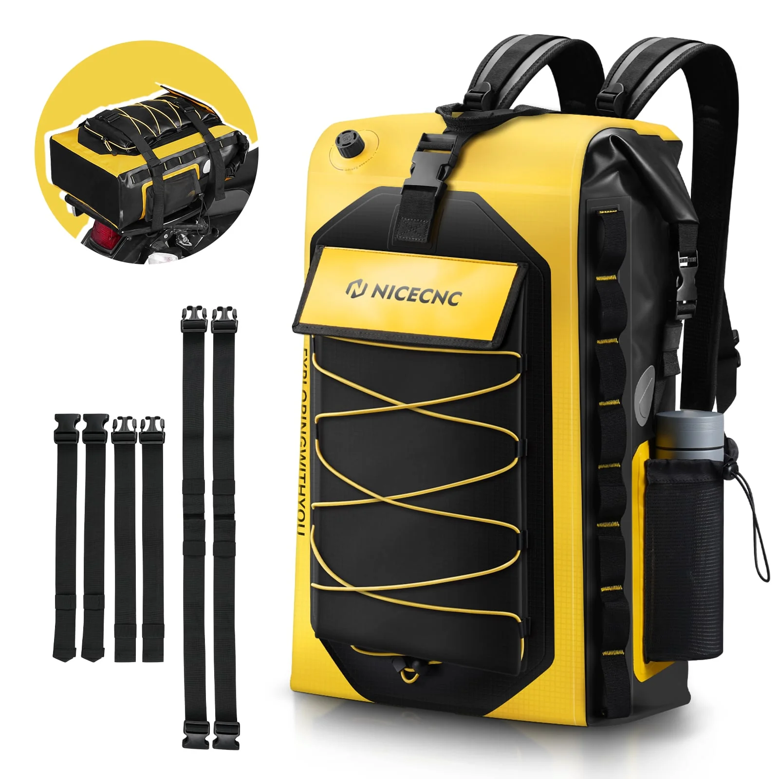 Motorcycle Waterproof Backpack Tail Bag 40L Expandable Capacity 500D PVC - Image 7