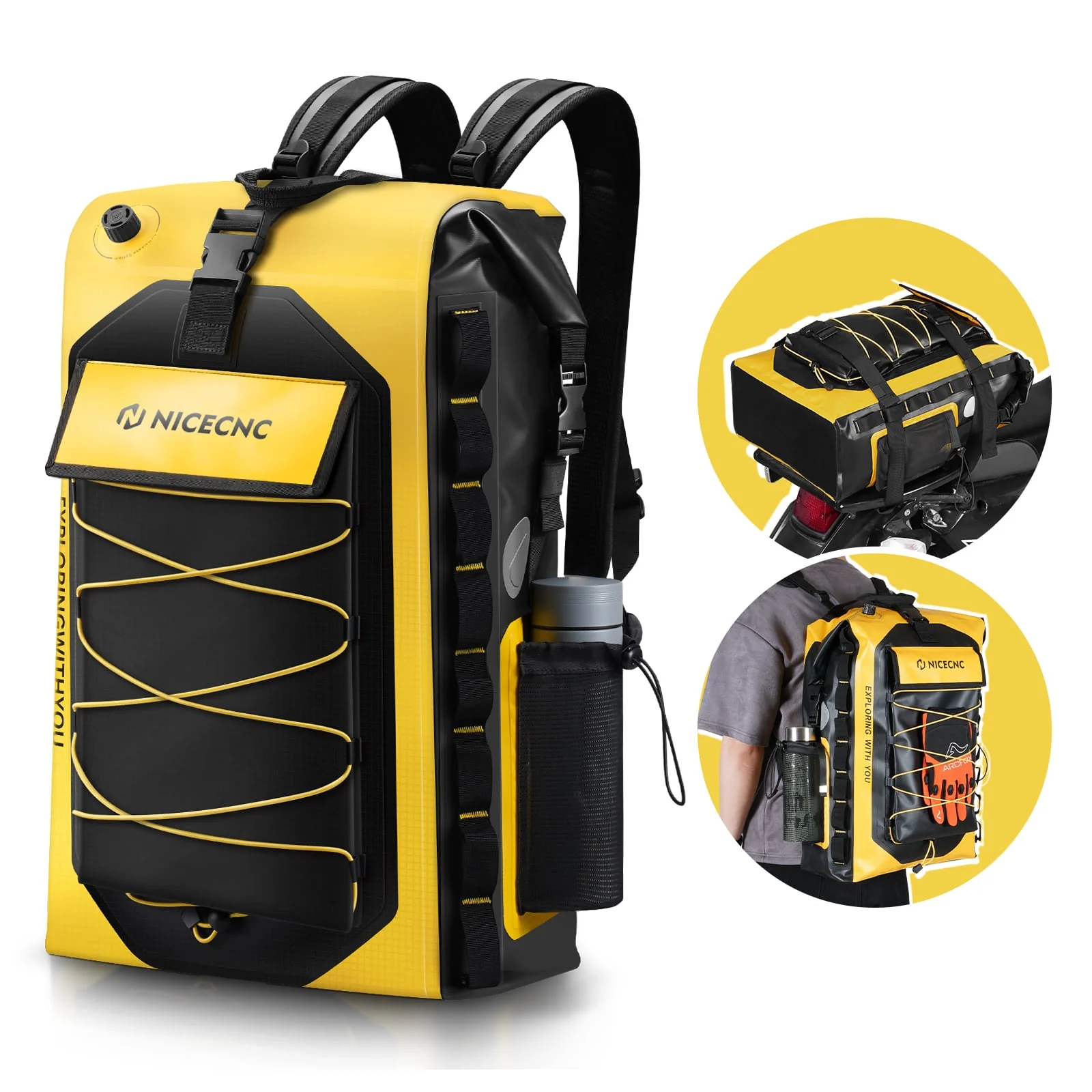Motorcycle Waterproof Backpack Tail Bag 40L Expandable Capacity 500D PVC - Image 8