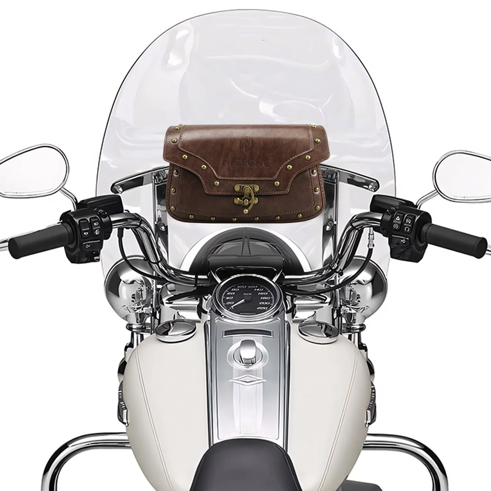 Motorcycle Windshield Bag Vintage Crocodile Texture PU Leather For Harley Davidson Road King 1995-2024 Softail - Image 2