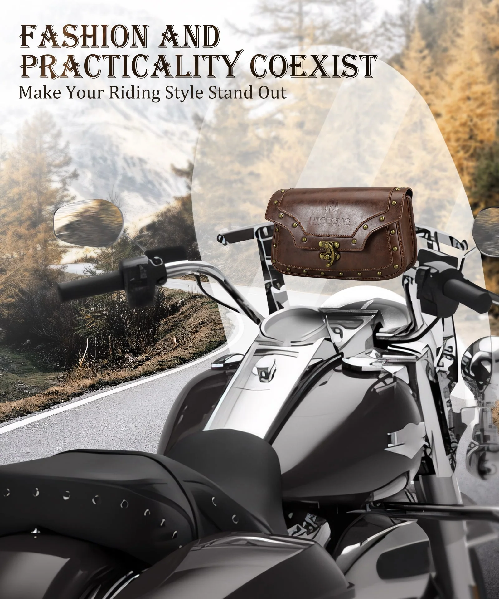 Motorcycle Windshield Bag Vintage Crocodile Texture PU Leather For Harley Davidson Road King 1995-2024 Softail - Image 4